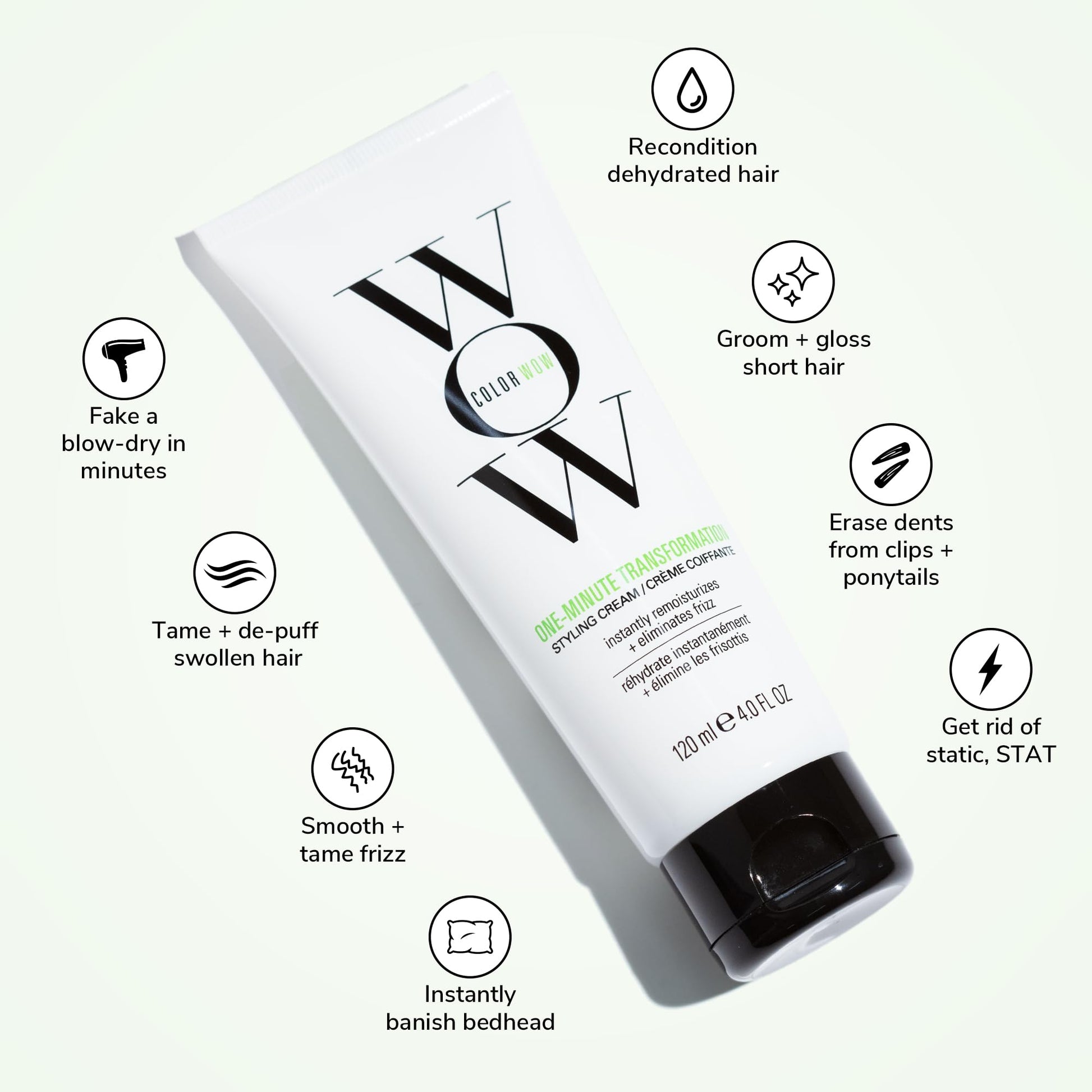 COLOR WOW One Minute Transformation – Instant frizz fix| Nourishing styling cream smooths, tames + defrizzes on the spot, Avocado oil + Omega 3’s hydrate, repair for silkier, smoother texture