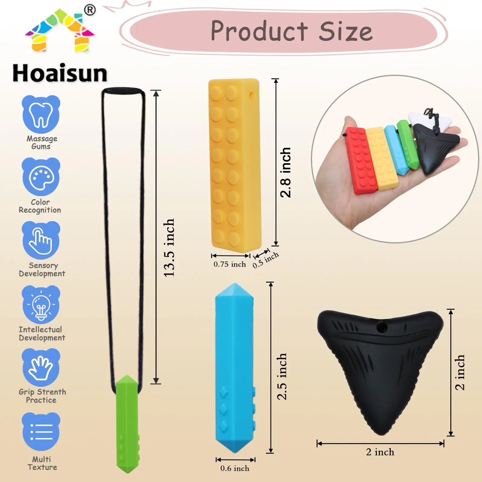 Chewy Necklaces for Sensory Kids, 6 Pack Chew Necklaces for Sensory Boys and Girls with Autism, ADHD, SPD, Chewing, Biting, Silicone Oral Sensory Chew Teething Toys for Adults Reduce Anxiety Fidget