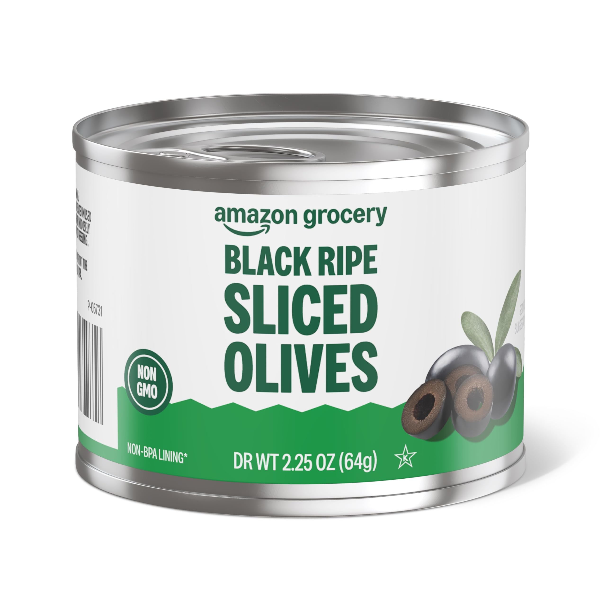 Amazon Grocery, Schwarze reife geschnittene Oliven, 64 g (zuvor Amazon Fresh, Verpackung kann abweichen)