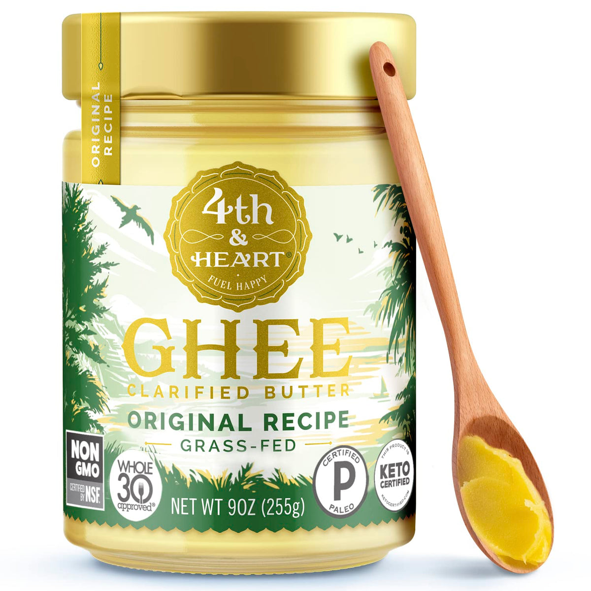 4th & Heart Original Grass-Fed Ghee, geklärte Butter, Keto, Weidehaltung, laktose- und kaseinfrei, zertifiziert Paleo (255 g)