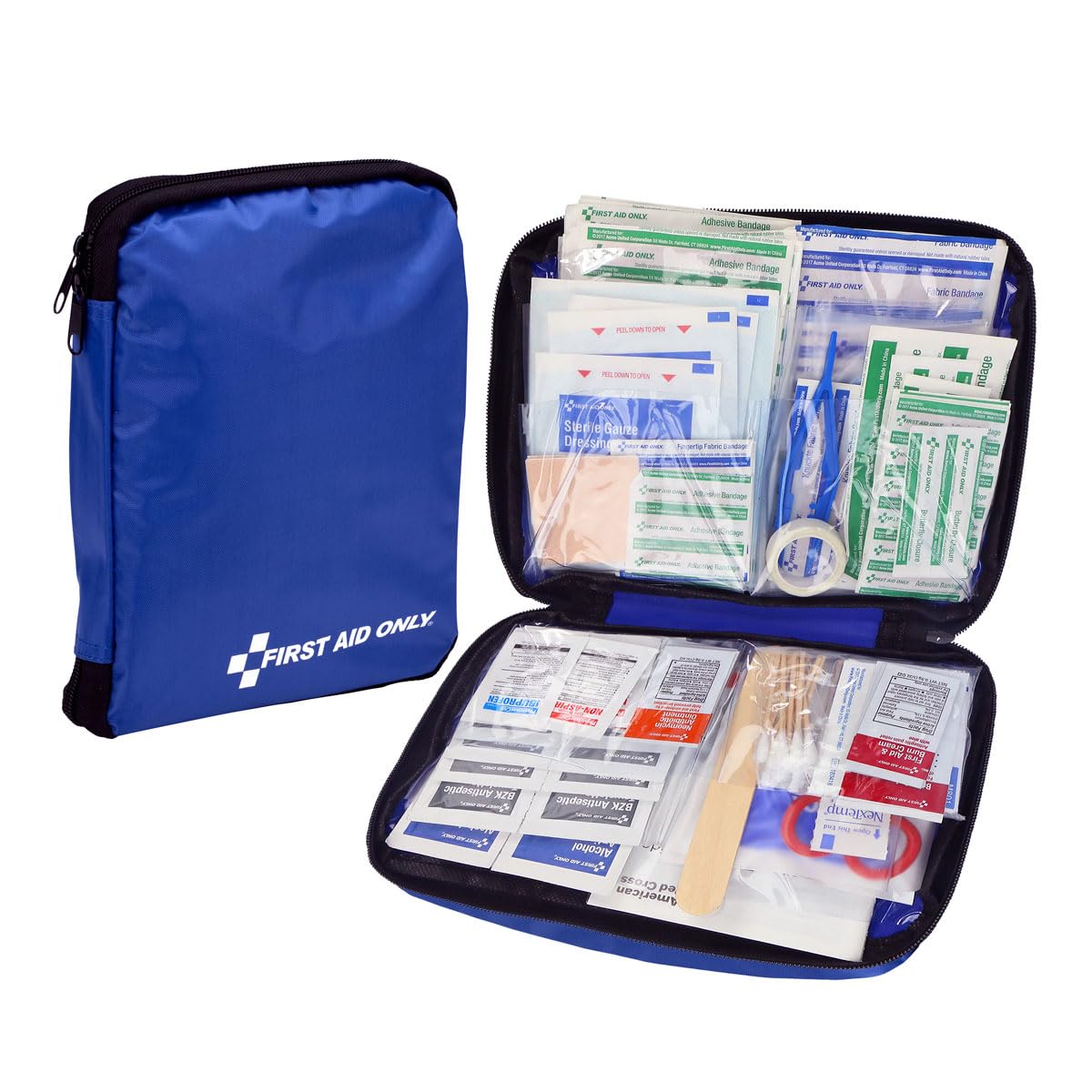 First Aid Only 299-teiliges Erste-Hilfe-Set für Notfälle zu Hause, im Büro, im Auto, in der Wohnung, im Studentenwohnheim und beim Camping, reisefreundliche kompakte Tasche passt in Rucksäcke, Koffer, Schränke und Schubladen
