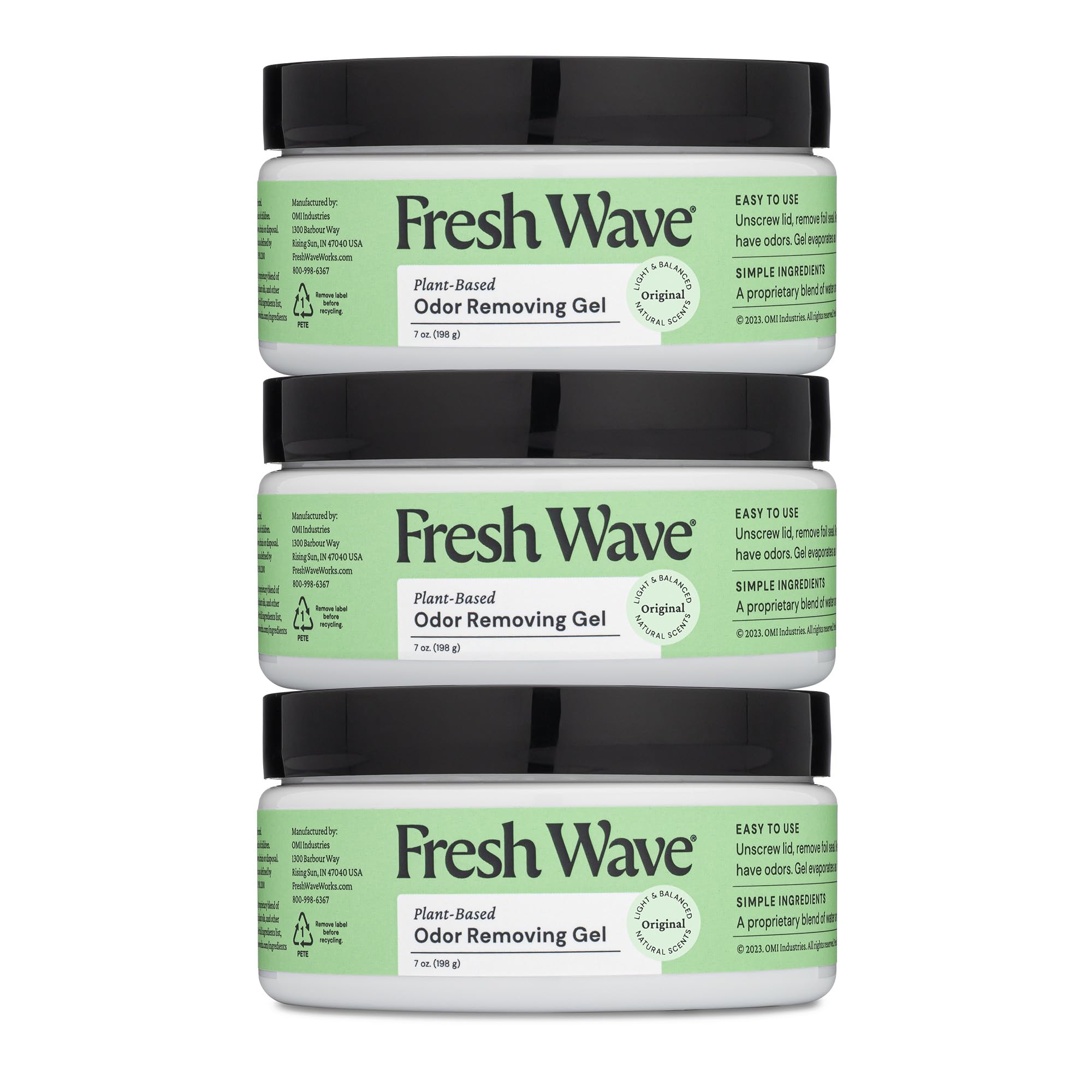 Fresh Wave Geruchsentfernendes Gel, 198 g, 3er-Pack – Geruchsabsorber für Zuhause, sichere Geruchsentfernung, natürlicher Geruchsentferner auf pflanzlicher Basis, jede 198-g-Packung hält 15-30 Tage, für Kochen, Müll und Haustiere