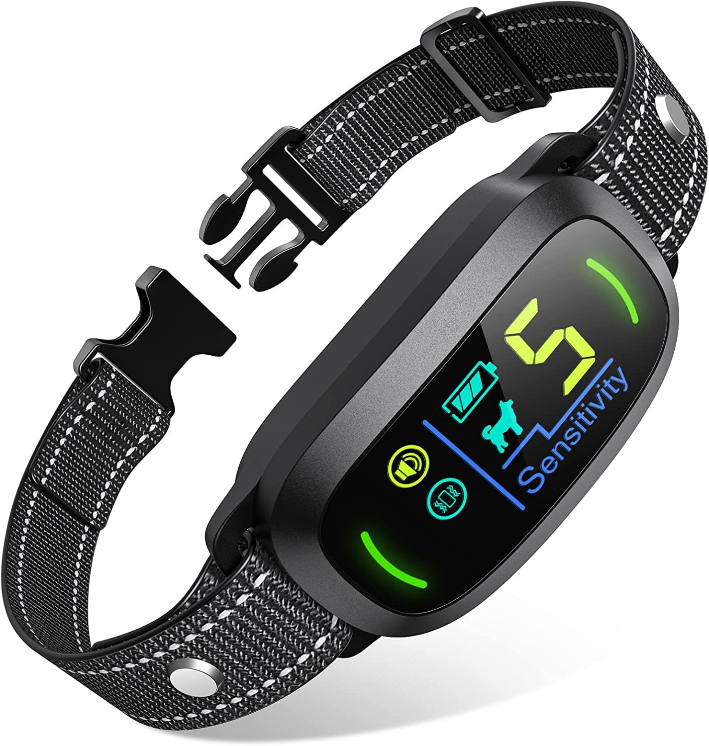 FAFAFROG Hunde Anti-Bell Halsband für große, mittlere und kleine Hunde, Wiederaufladbares intelligentes Anti-Bell Halsband, Anti-Bell Trainingshalsband mit 5 einstellbaren Empfindlichkeiten Piep-Vibration (Schwarz)