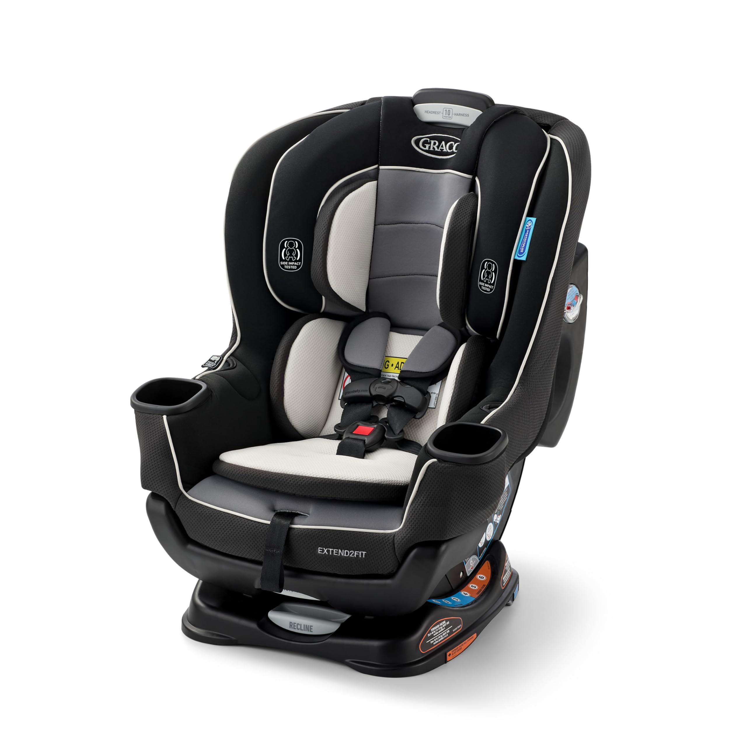 Graco Extend2Fit umwandelbarer Autositz, rückwärts- und vorwärtsgerichtet, verstellbare Verlängerungsplatte für zusätzliche Beinfreiheit, Gotham