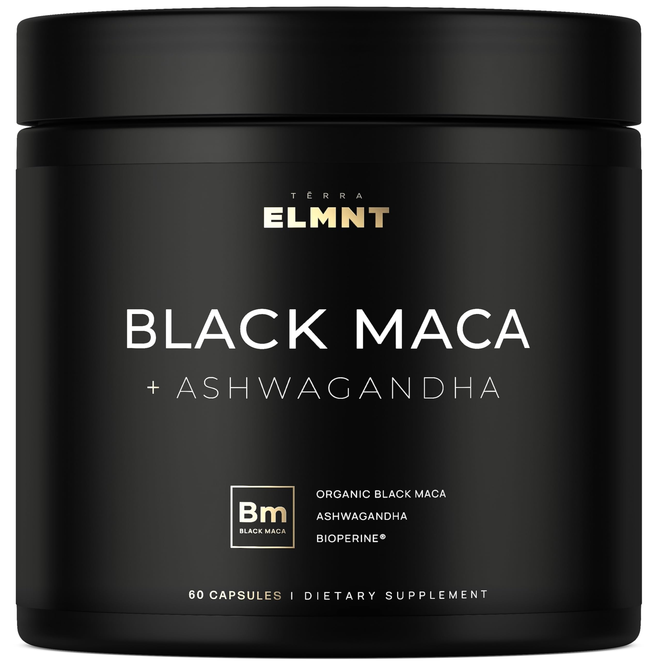 ELMNT 40.000mg 40-fache Stärke Bio Schwarze Maca-Wurzel + Ashwagandha – Nr. 1 Höchste Potenz Schwarze Maca-Wurzel Kapseln für Männer Nahrungsergänzungsmittel 100% reine Maca Peruana 40:1 Extrakt Maca Pulver Pillen Männlicher Booster