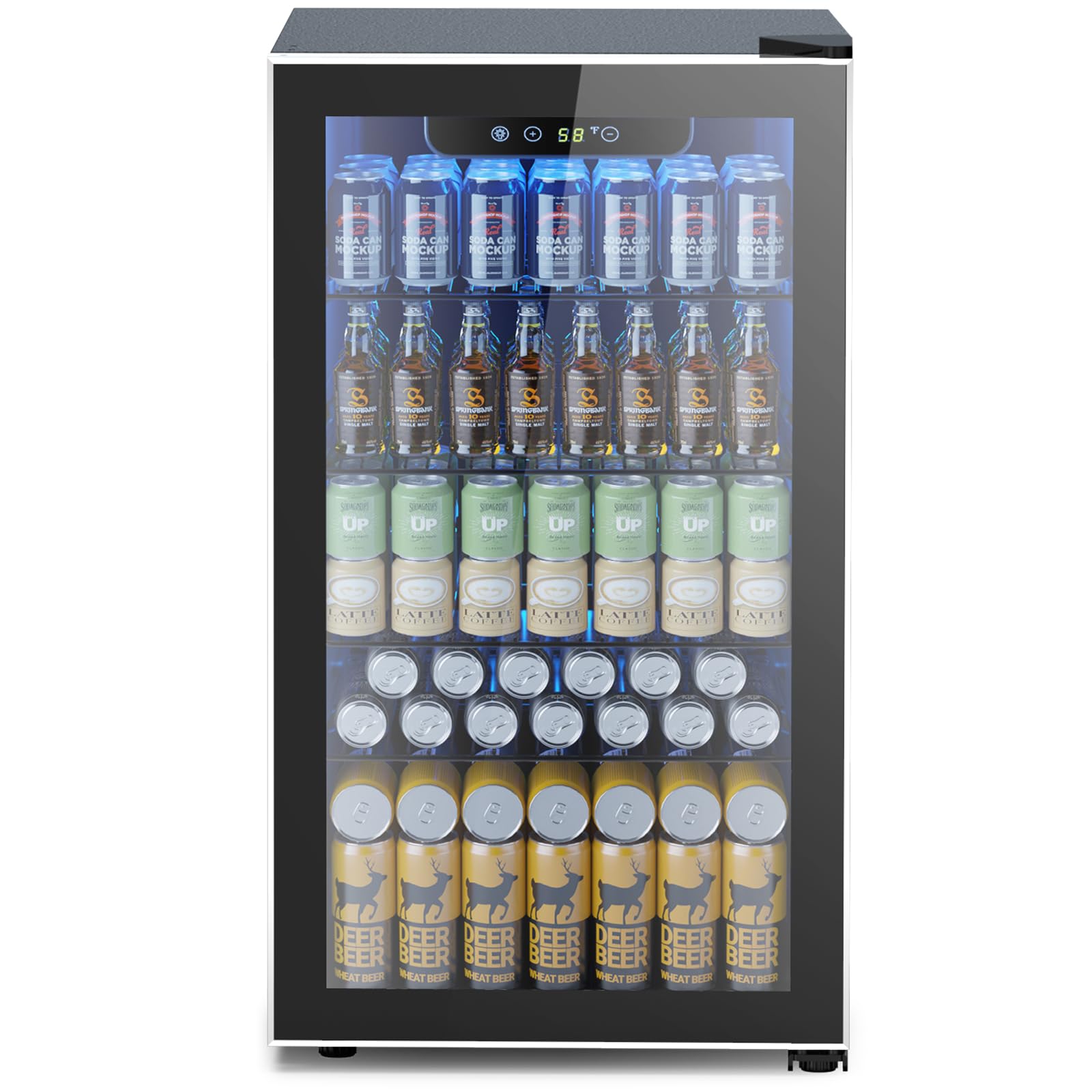 Electactic Minikühlschrank 130 Dosen Getränkekühlschrank, 90L Getränkekühlschrank für Limonade Wein Bier, Einstellbare Temperaturregelung für Zuhause und Büro, Schwarz