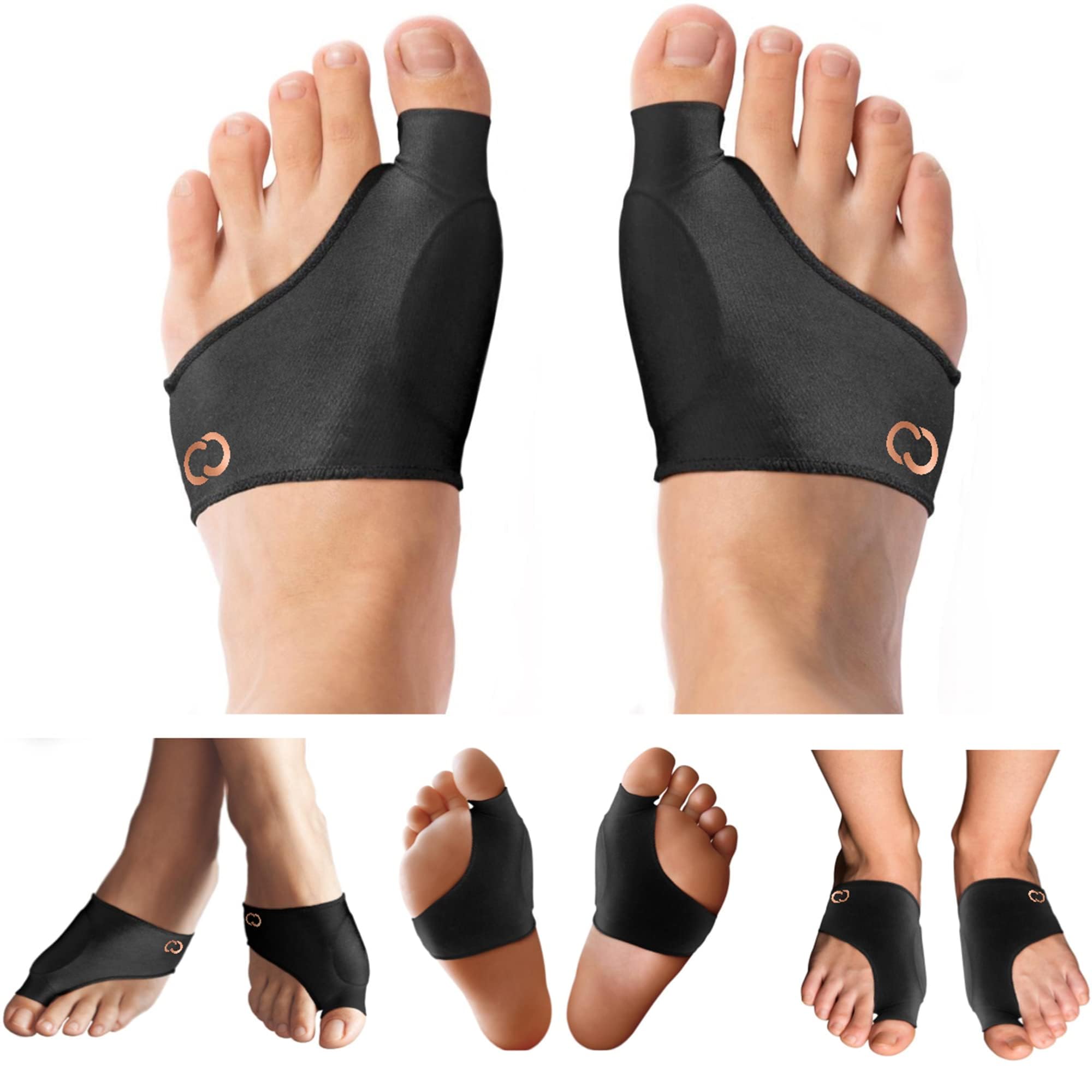 Copper Compression Ballenzeh Korrektor Entlastungsbandage - Gelkissen-Pads - Kupferinfusion - Orthopädische Schiene zur Großzehenausrichtung - Hallux Valgus Linderung - Zehenspreizer für Damen & Herren - 1 Paar