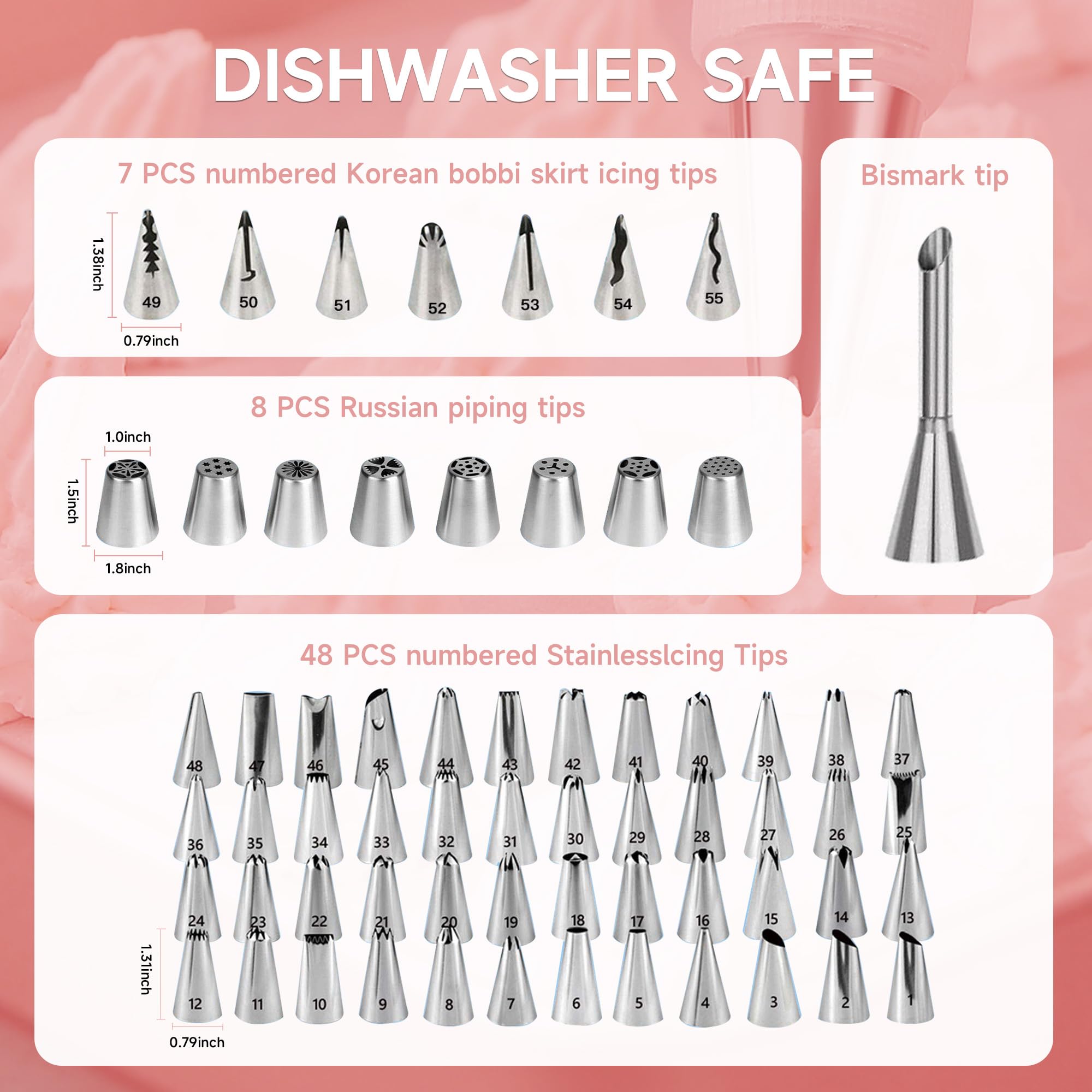 Cake Decorating Kit,137pcs Cake Decorating Supplies with Cake Turntable for Decorating,Pastry Piping Bag,Russian Piping Tips Baking Tools, Cake Baking Supplies for Beginners(Light Pink)