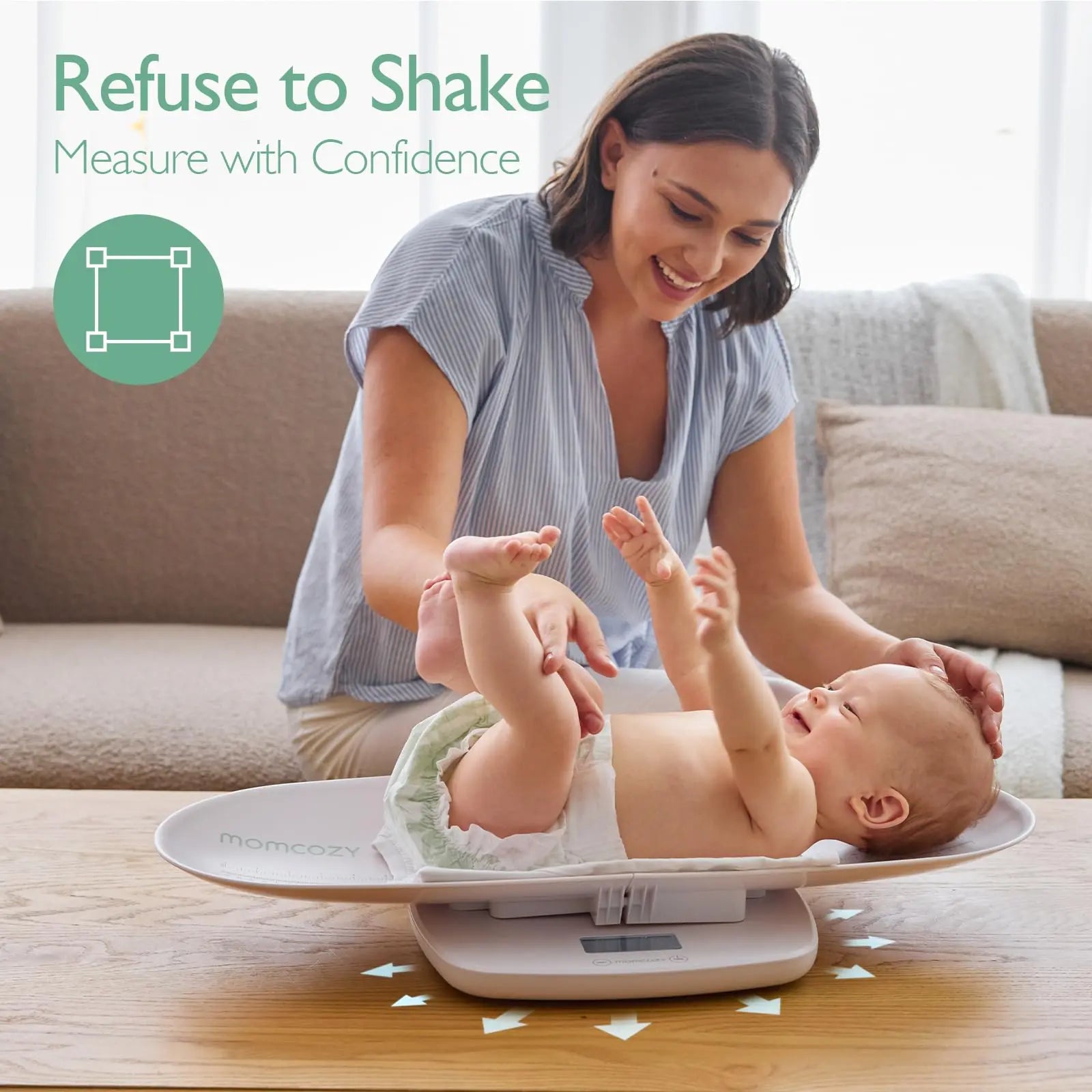 Momcozy Baby Scale, Multi-Function Scale for Body Weight&Height Measurement, Large Capacity for Toddler&Children&Pet&Adult, Perspectives Switch, Removable Tray, 5 Units, Digital LED Screen, Auto-Off