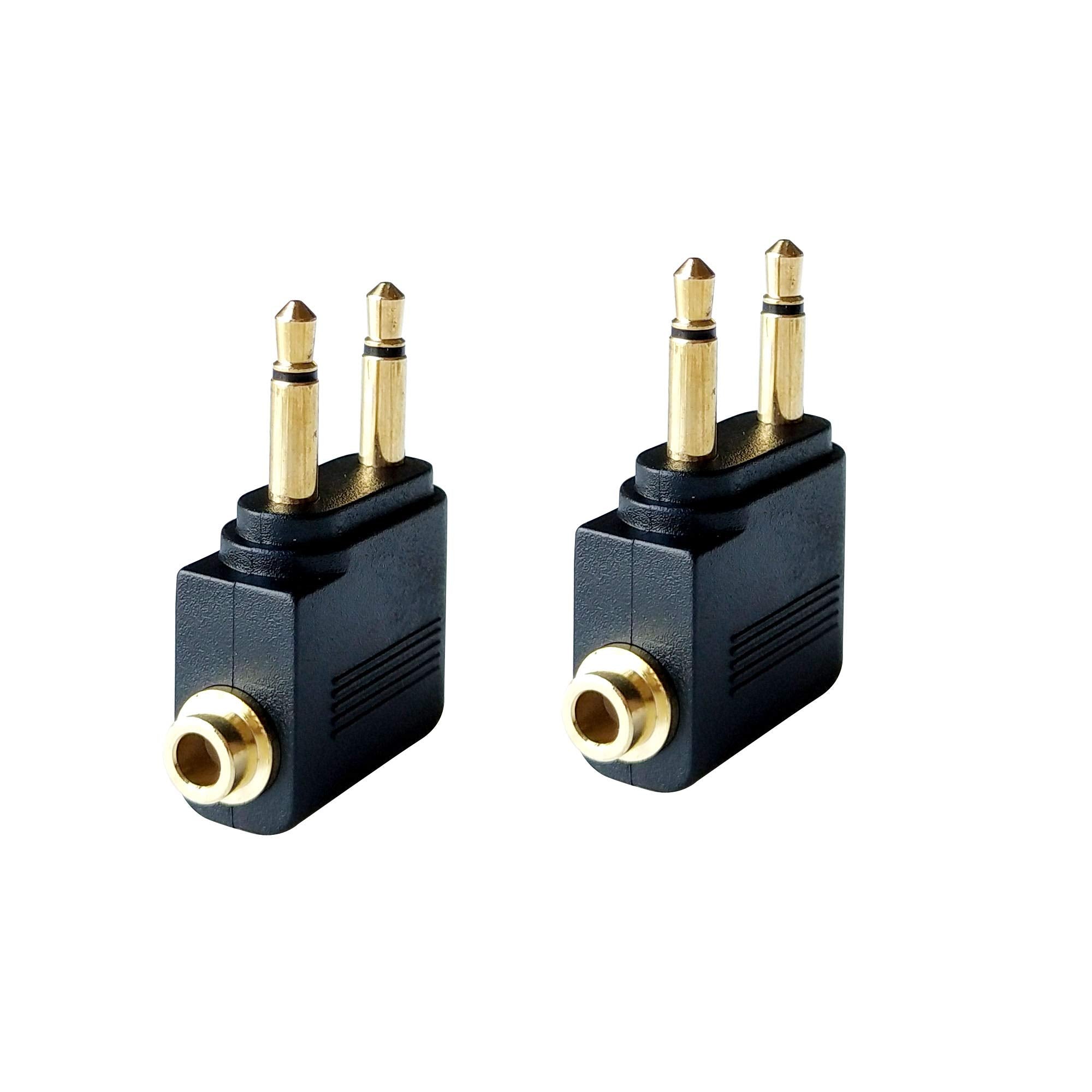 Dualer 3,5-mm-Kopfhöreradapter, männlich auf 3,5-mm-weiblich, vergoldet, für Flugzeuge (2er-Pack)