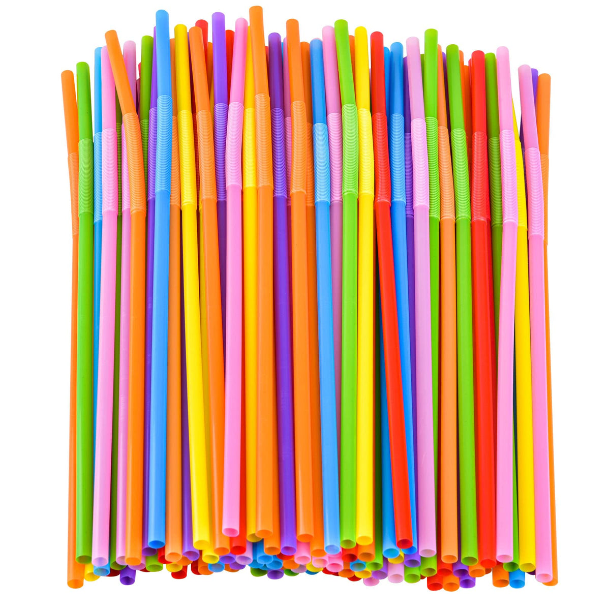 SONGNASS 100 St. flexible Plastikstrohhalme, bunte, biegsame Party-Strohhalme, 32,5 cm extra lange Trinkhalme für Partydekorationen