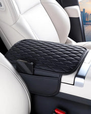 ESKONKE [Upgraded] Car Center Console Cover with 2 Storage Bags - Premium Nappa Leather Armrest Cover, Scratch & Wear Resistant, Waterproof Car Interior Accessories (Classic - Black)
