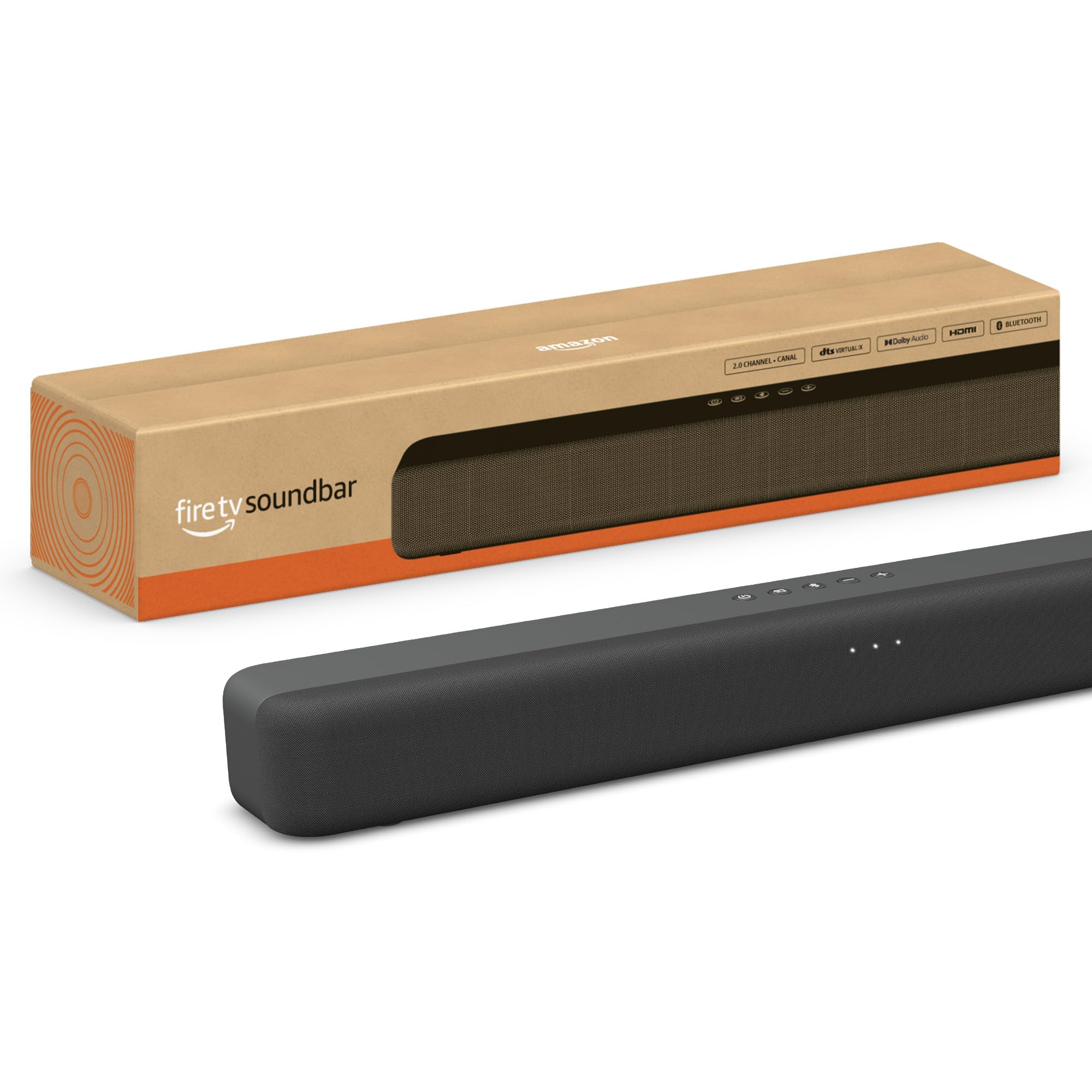 Amazon Fire TV Soundbar (neuestes Modell), 2.0-Lautsprecher mit DTS Virtual:X und Dolby Audio, Bluetooth-Konnektivität