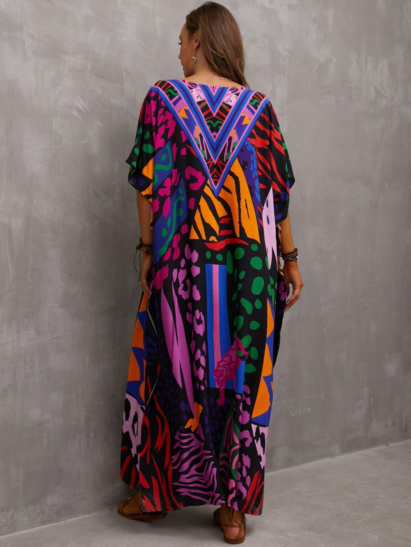 Kaftan Dresses for Women Plus Size Bathing Suit Cover up Caftan Maxi Beach Dresses Dark Purple