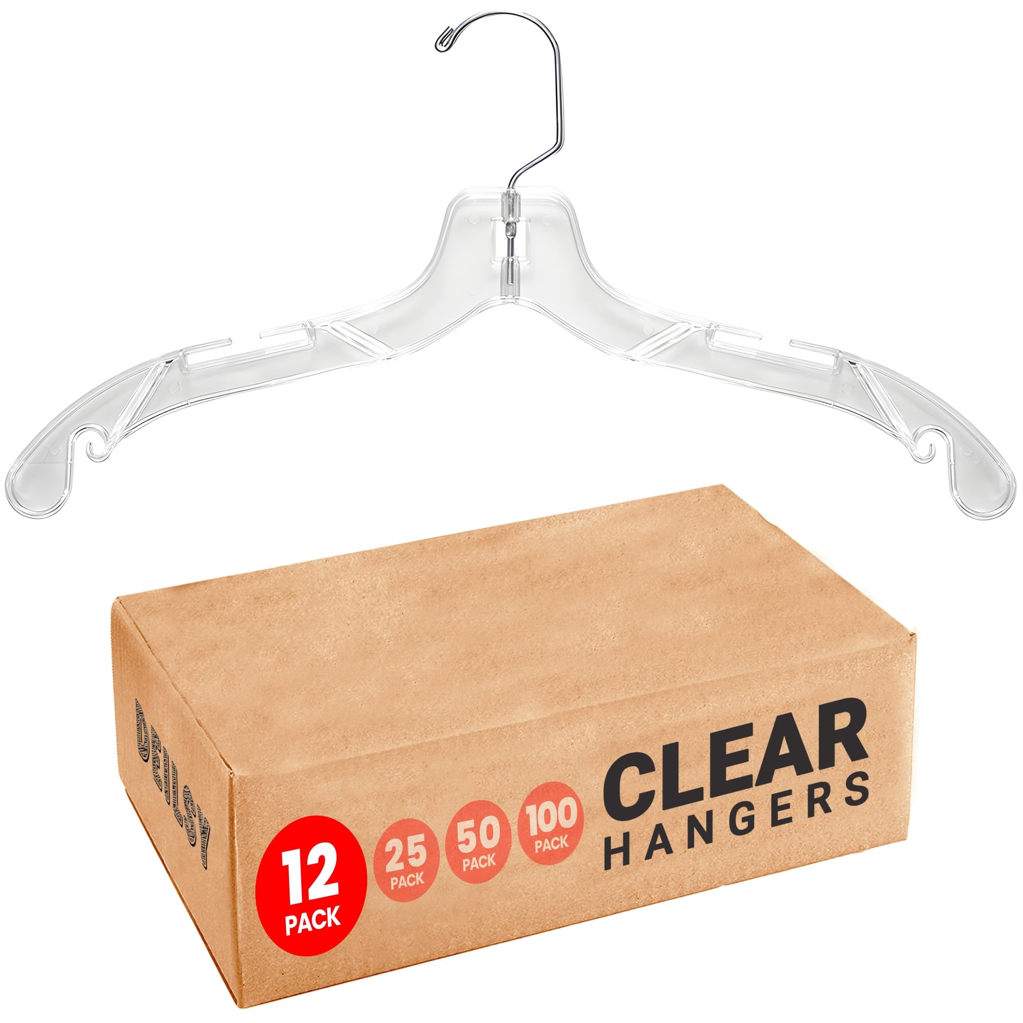 DEILSY Clear Plastic Hangers 12 Pack Durable Clothes Hanger for Wardrobe Organization, Essential Plastic Hanger for Garments, Versatile Coat Hangers for Home and Retail Use