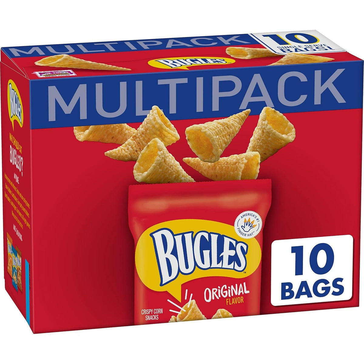Bugles Original knusprige Maissnacks, Snackbeutel Multipack, 10 Stück, 248 g