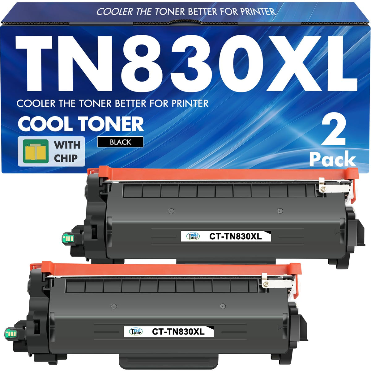 TN830XL TN830 830XL Toner for Brother Printer HL-L2460DW DCP-L2640DW Replacement for Brother TN830 XL/V/R TN 830 XL TN-830XL Cartridge MFC-L2820DW HL-L2405W HL-L2400D Printer High Yield 2 Pack Black