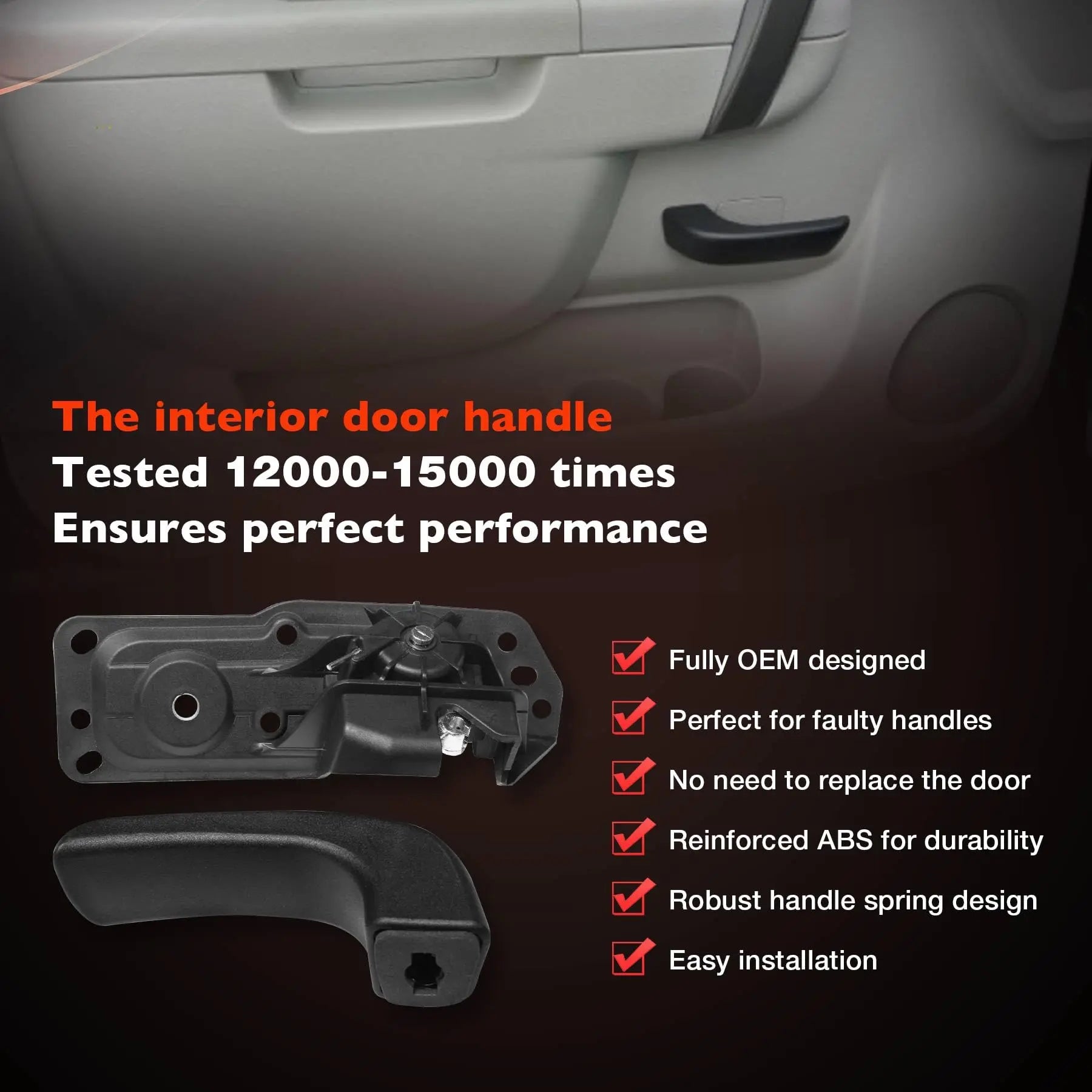 Interior Door Handle Front Left Drivers Side Compatible with 2007-2014 Chevy Silverado 1500/2500/3500 Tahoe Suburban Avalanche GMC Sierra Yukon Cadillac Escalade ESV/EXT,Replaces OEM# 20833606, 80374
