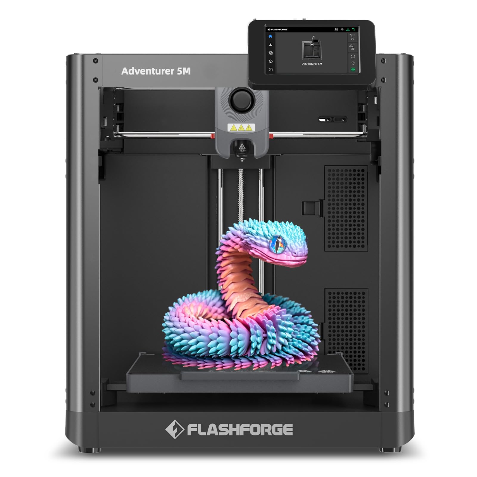 FLASHFORGE Adventurer 5M 3D-Drucker mit vollautomatischer Nivellierung, max. 600 mm/s Hochgeschwindigkeitsdruck, 280 °C Direktextruder mit 3S abnehmbarer Düse, CoreXY Vollmetallstruktur, Druckgröße 220x220x220mm