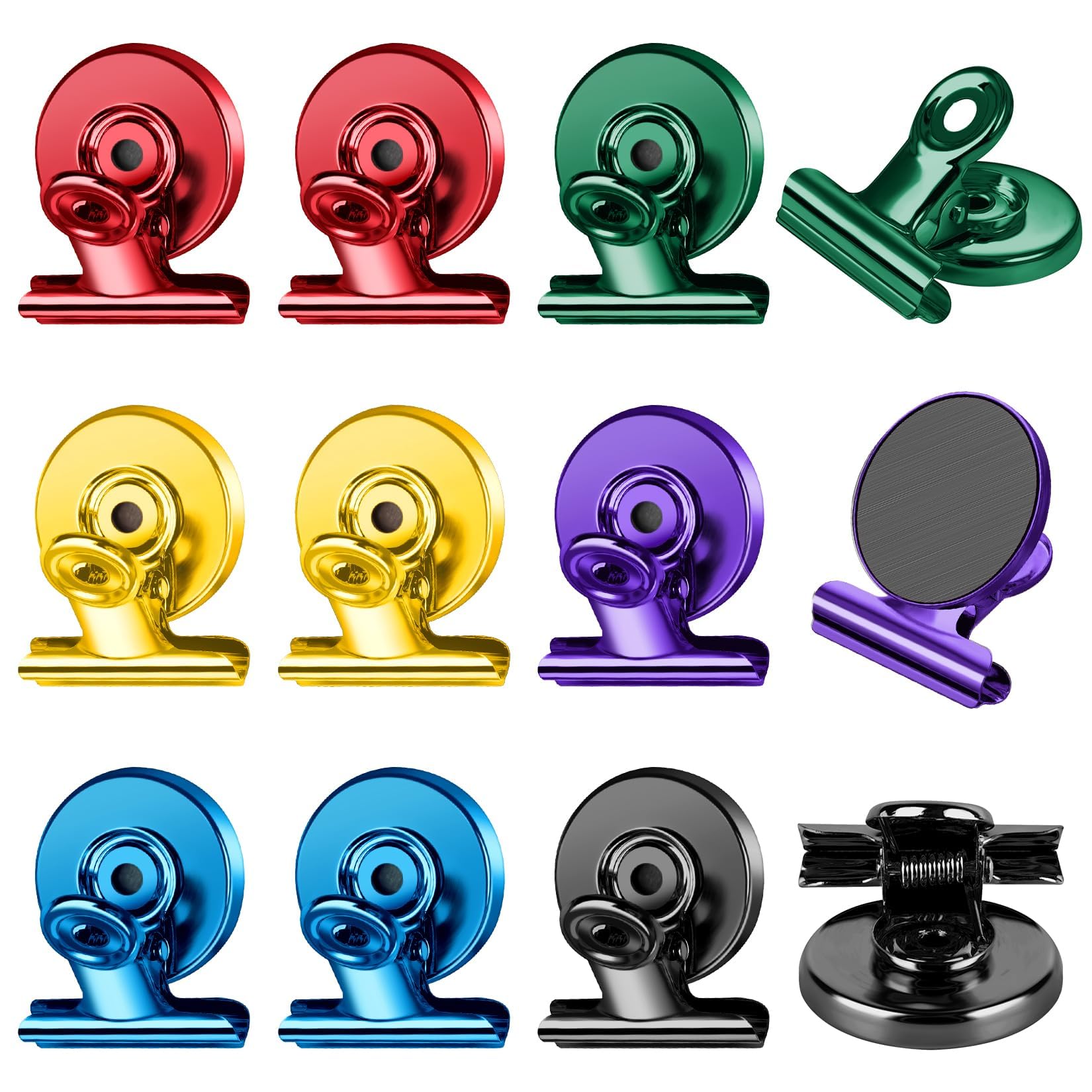 FINDMAG 12er Pack Magnetclips zum Aufhängen von Bildern und Präsentieren von Fotos, starke, kratzfeste Hochleistungsmagnete für Kühlschrank, Whiteboard, Büro, Küche, Partygebrauch, Schule