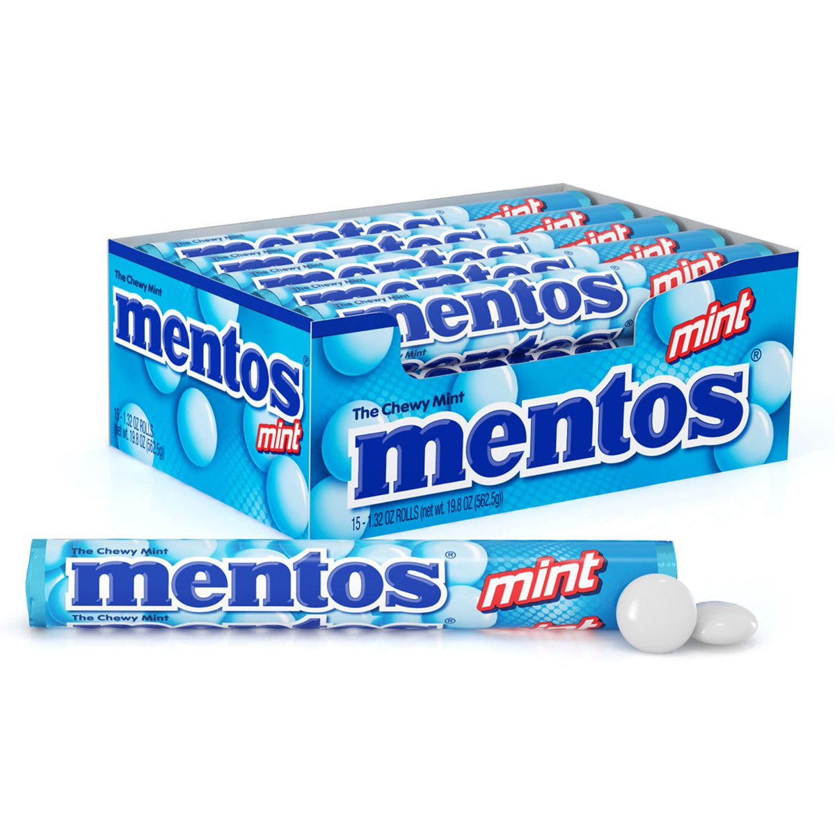 Mentos Kaubonbons Mint, Pfefferminz, nicht schmelzend, Party, 14 Stück (15er-Pack) – Verpackung kann variieren