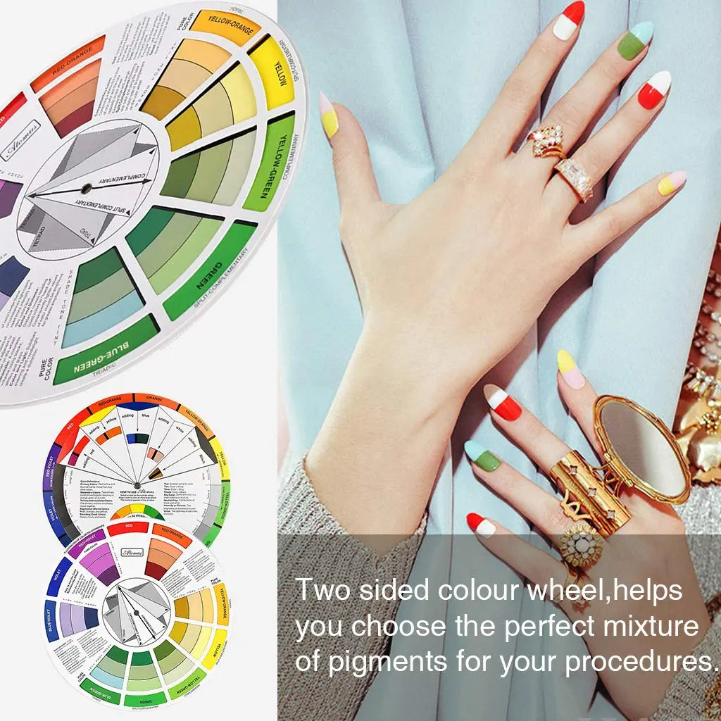 JimKing Creative Color Wheel, Paint Mixing Learning Guide, Art Class Teaching Tool for Makeup Painting Tattoo,Blending Board Chart Color Mixed Guide Hardboard(9.25inch)