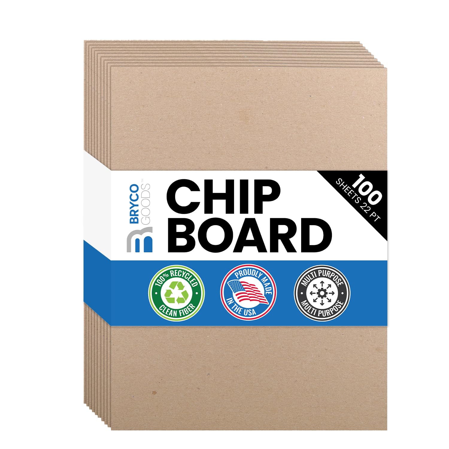 Spanplatten 8,5" x 11" – 100 Blatt 22-Punkt Kraftkarton für Bastelarbeiten, DIY-Projekte und Verpackungen – Robuste Alternative zu Kartonplatten und MDF-Platten
