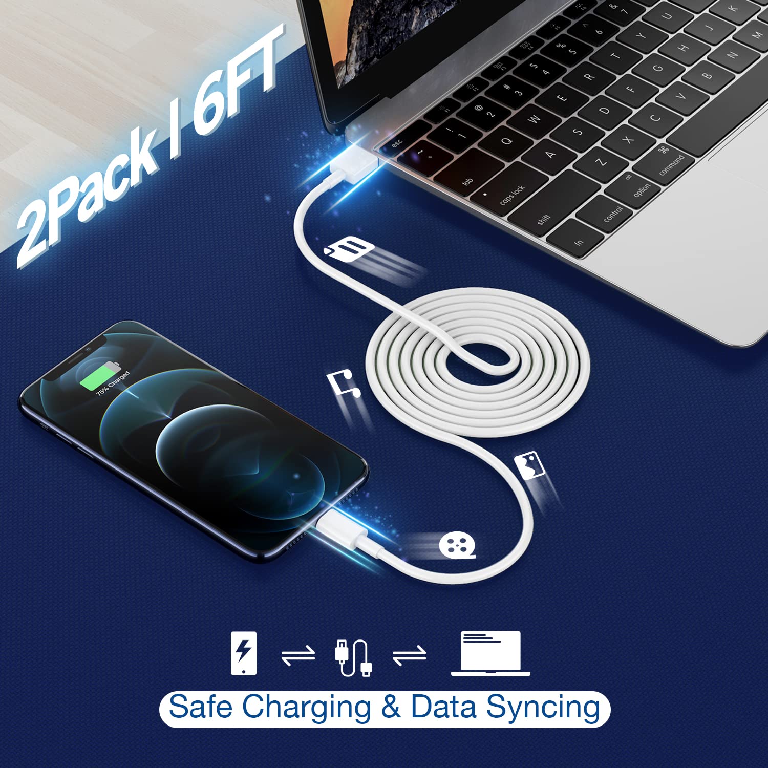 iPhone Charger,Cube iPhone Charger Travel 2Pack 6FT Lightning Cable Cord Quick Fast Charging Cord USB Wall Chargers Travel Plug Adapter for iPhone14/13/12/11/10/X/8 Plus/XR/XS Max/7/SE/iPad,Airpods