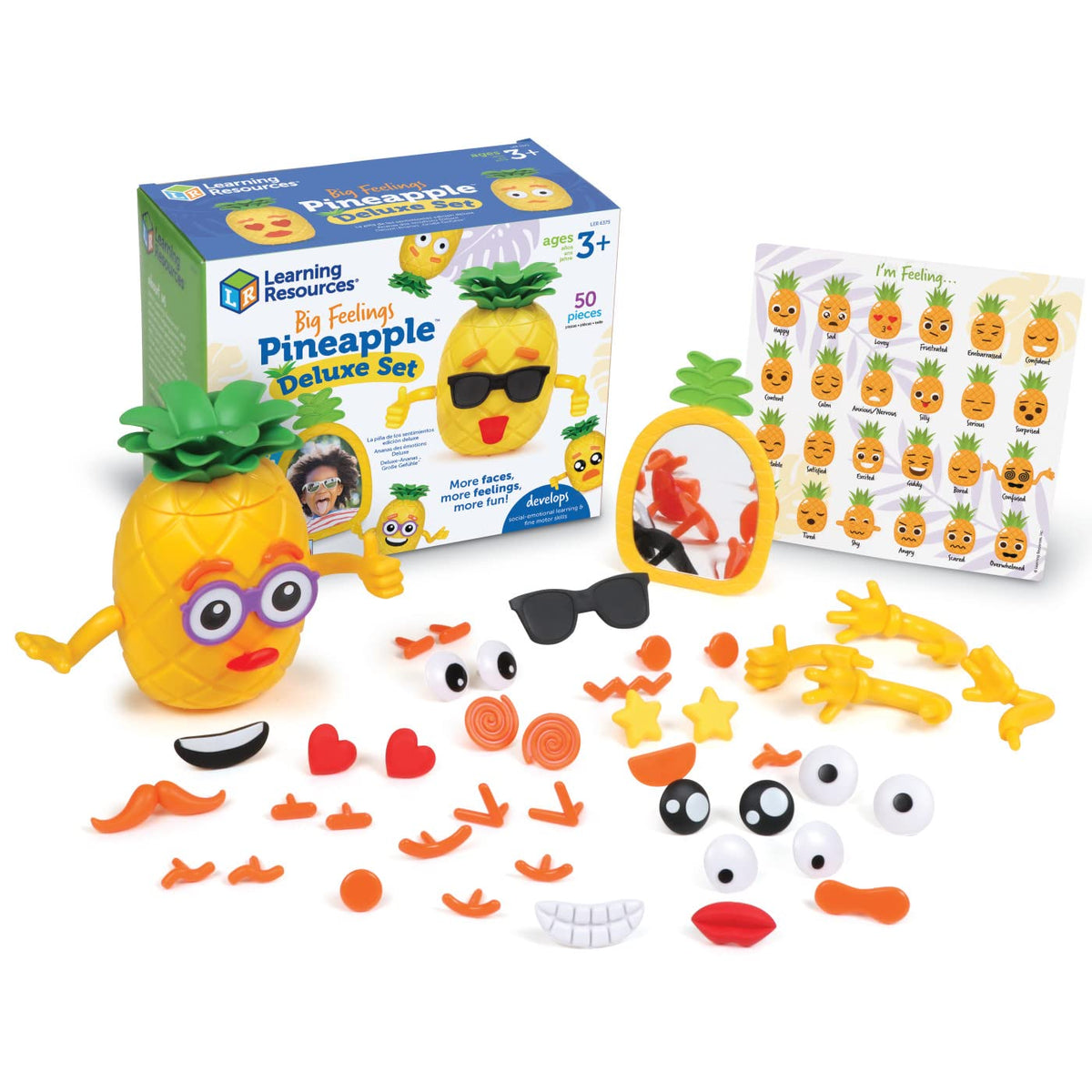 Learning Resources Big Feelings Pineapple Deluxe Set - Fine Motor Toys, Social Emotional Skills Regulation Tools for Kids, Gifts for Boys and Girls, Classroom Must Haves, Occupational Games