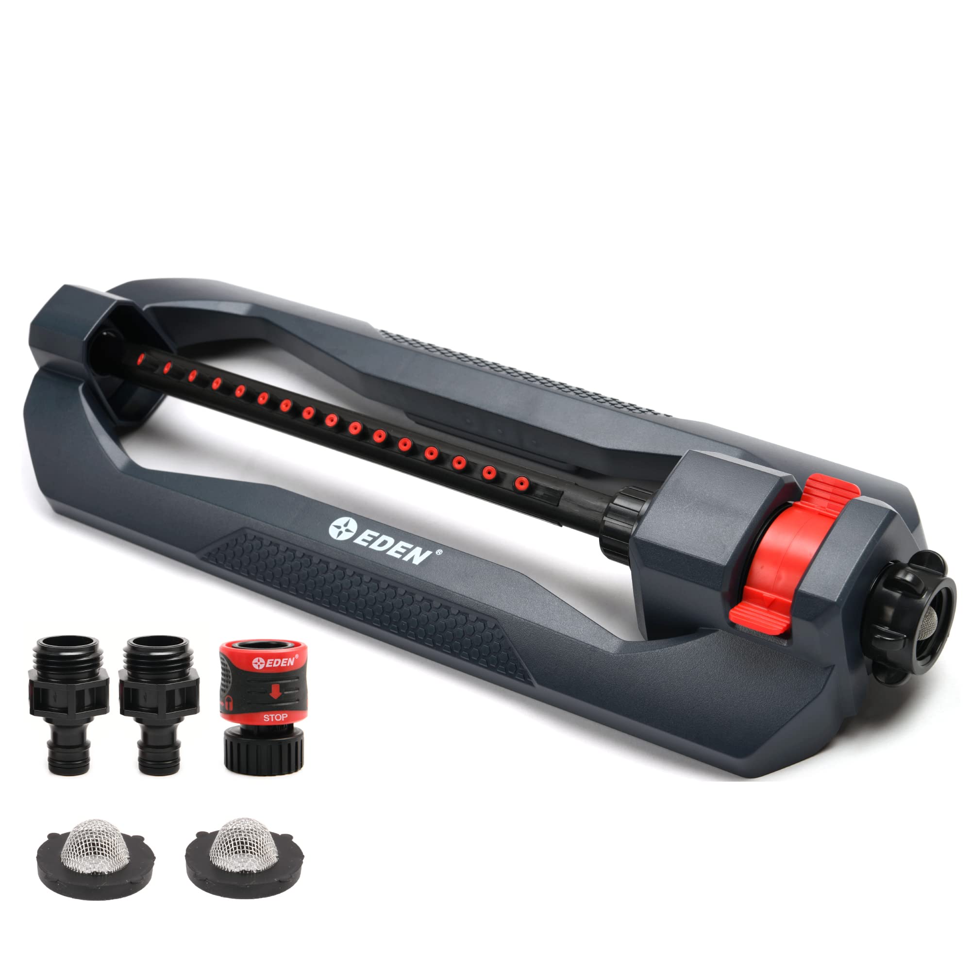 Eden 96213 Rasen- und Garten-Schwingregner | Wassersprinkler für den Garten, bewässert bis zu 334 m², schwere Basis