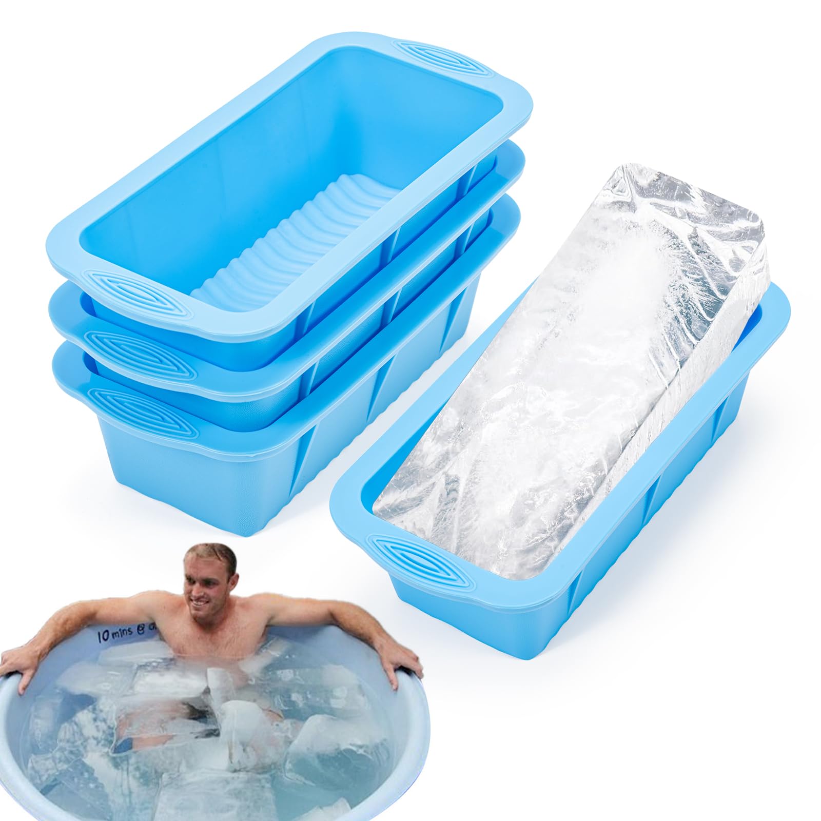 Extra große Eisblockform für Eisbad, 4er-Pack 4,25 kg große Eiswürfelformen, Silikon-Eisbad-Zubehör Wasserkühler für Kaltwasserbad oder Kühlboxen