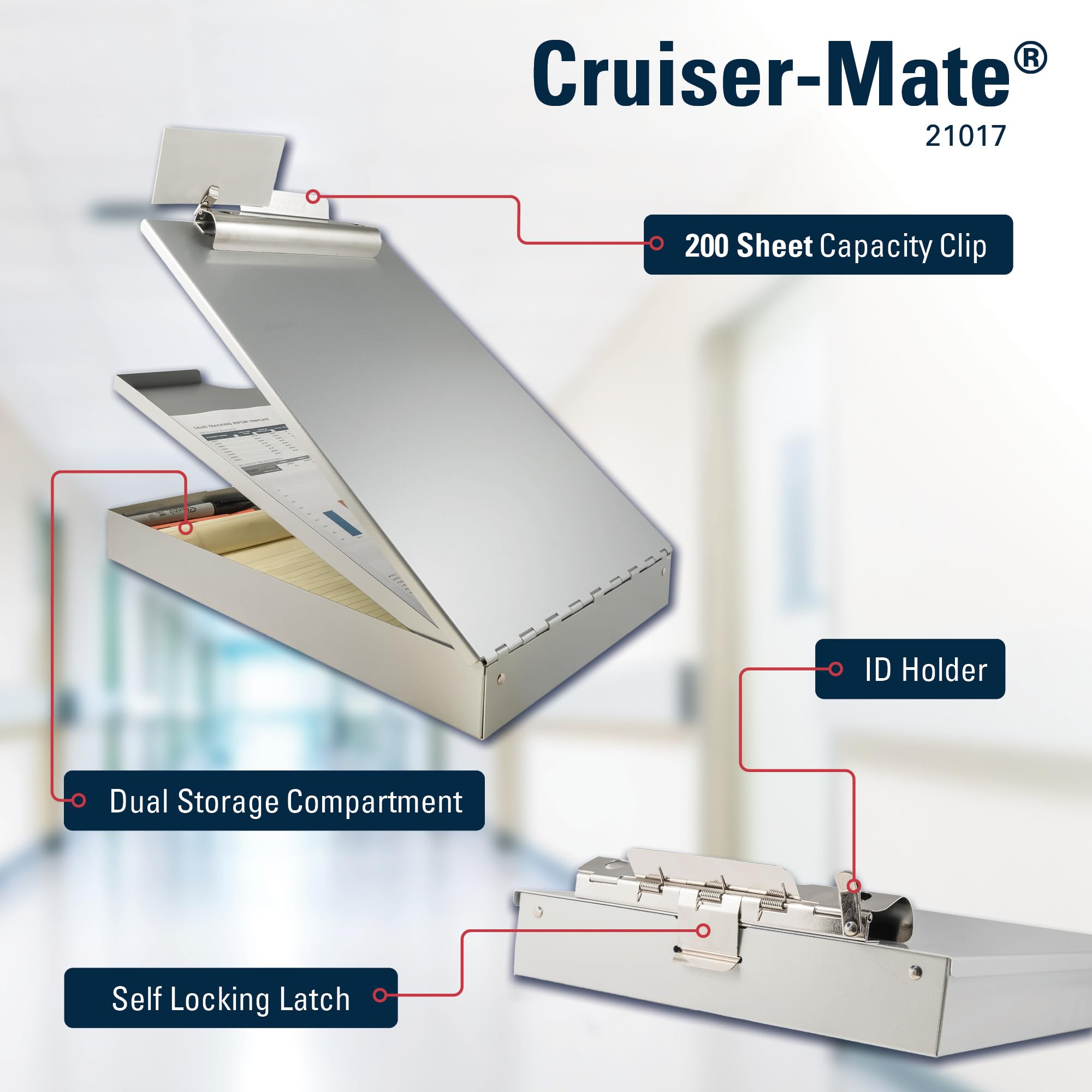 Saunders Metal Clipboard with Storage, Letter Size Heavy Duty Contractor Grade Clipboard, Dual Storage Form Holder with High Capacity Clip Made in USA