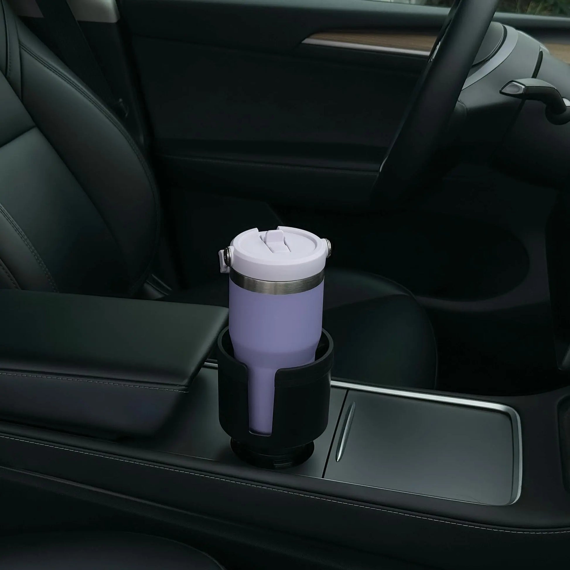 Seven Sparta Car Cup Holder Expander with Adjustable Base, Compatible with Hydro Flasks 32/40 Ounce, Compatible with Yeti Ramblers 20/26/30 Ounce, Other Bottles in 3.4"-3.8" (Black)
