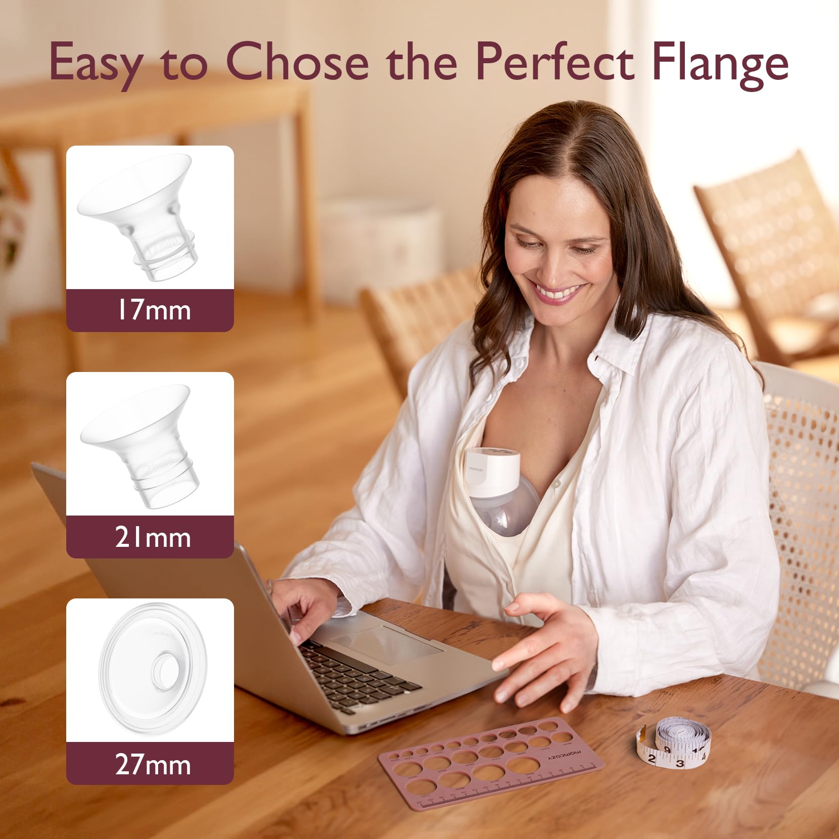 Momcozy Nipple Ruler for Flange Sizing, Soft & Flexible Silicone Measurement Tool for Breast Pump Sizing, Compatible with Momcozy, Medela, Spectra, Lansinoh, Easy to Use for Comfortable Pumping