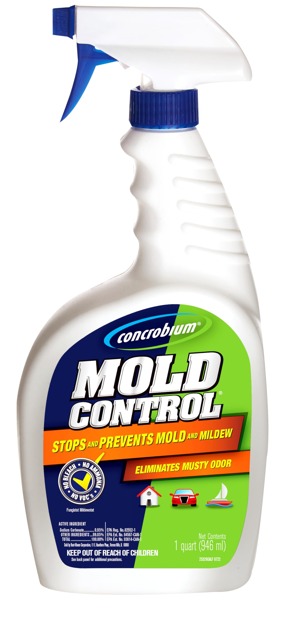 Concrobium Mold Control, 32 oz Spray - Eliminates & Prevents Mold - EPA-Registered, Bleach-Free, Odorless, VOC-Free