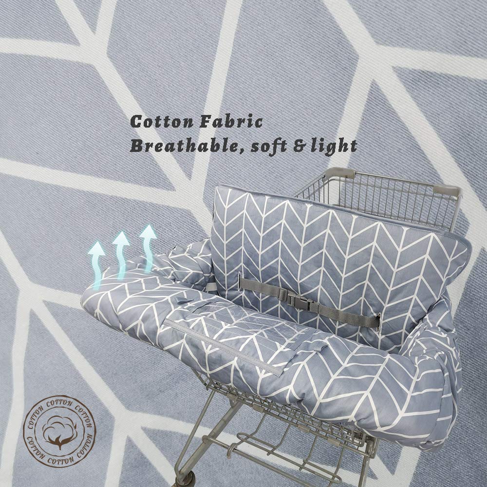 Shopping Cart Cover for Baby ICOPUCA Cotton High Chair Cover, Reversible, Machine Washable for Infant, Toddler, Boy or Girl (Grey Arrow Print)