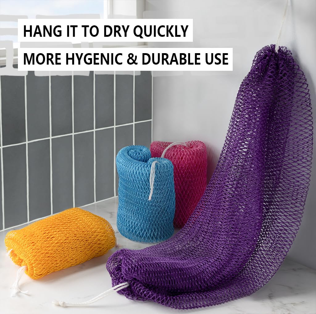 African Net Sponge Authentic - 2 Pieces Loofah Exfoliating Body Scrubber Bath Sponge - Back Scrubber Washcloth for Shower - Real African Scrub Exfoliator Body Care Bathing Accessories for Women
