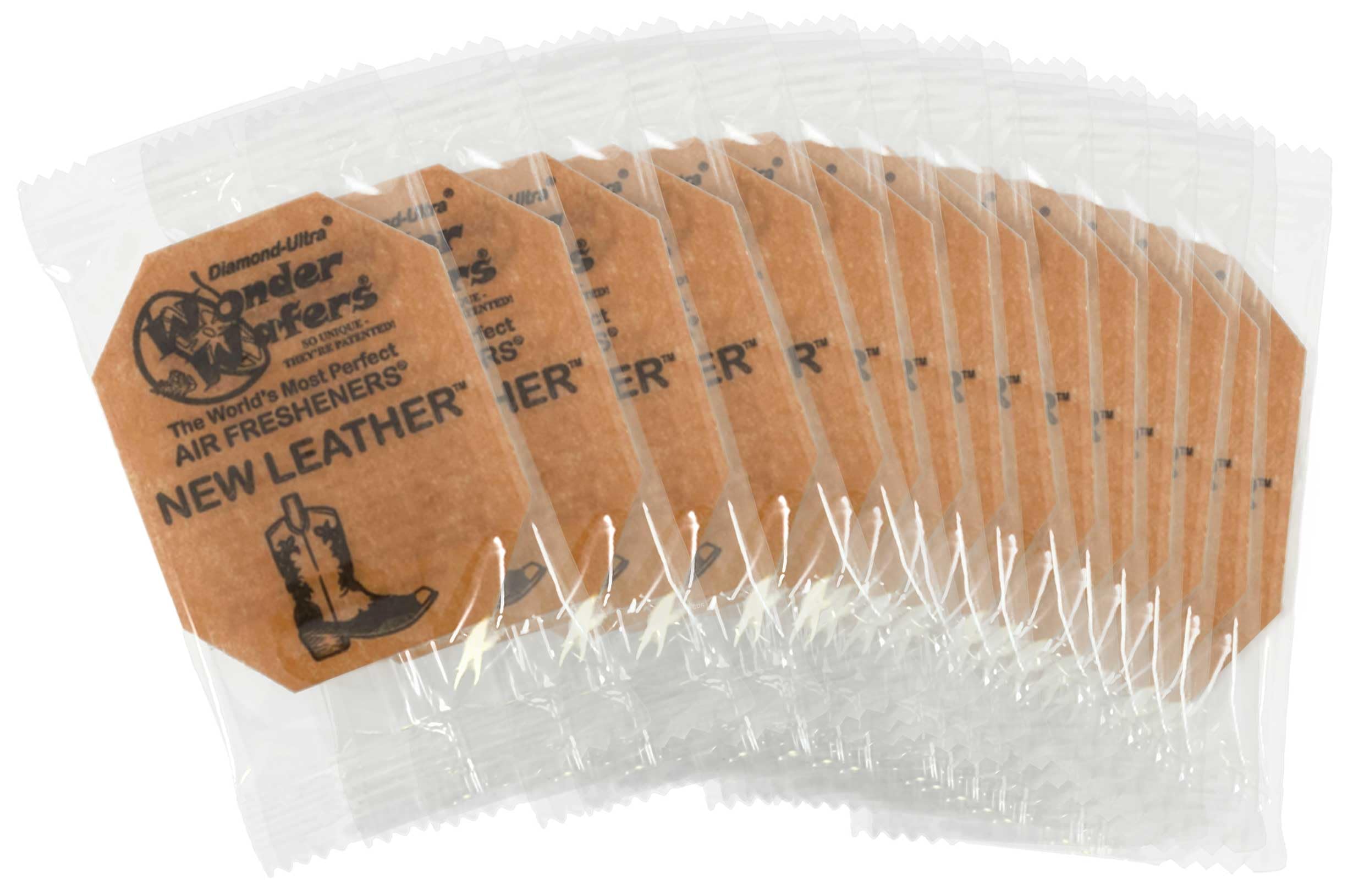 Wonder Wafers - Diamond-Ultra Scented Car Air Fresheners - Individually Wrapped (15 Per Pack) (New Leather)