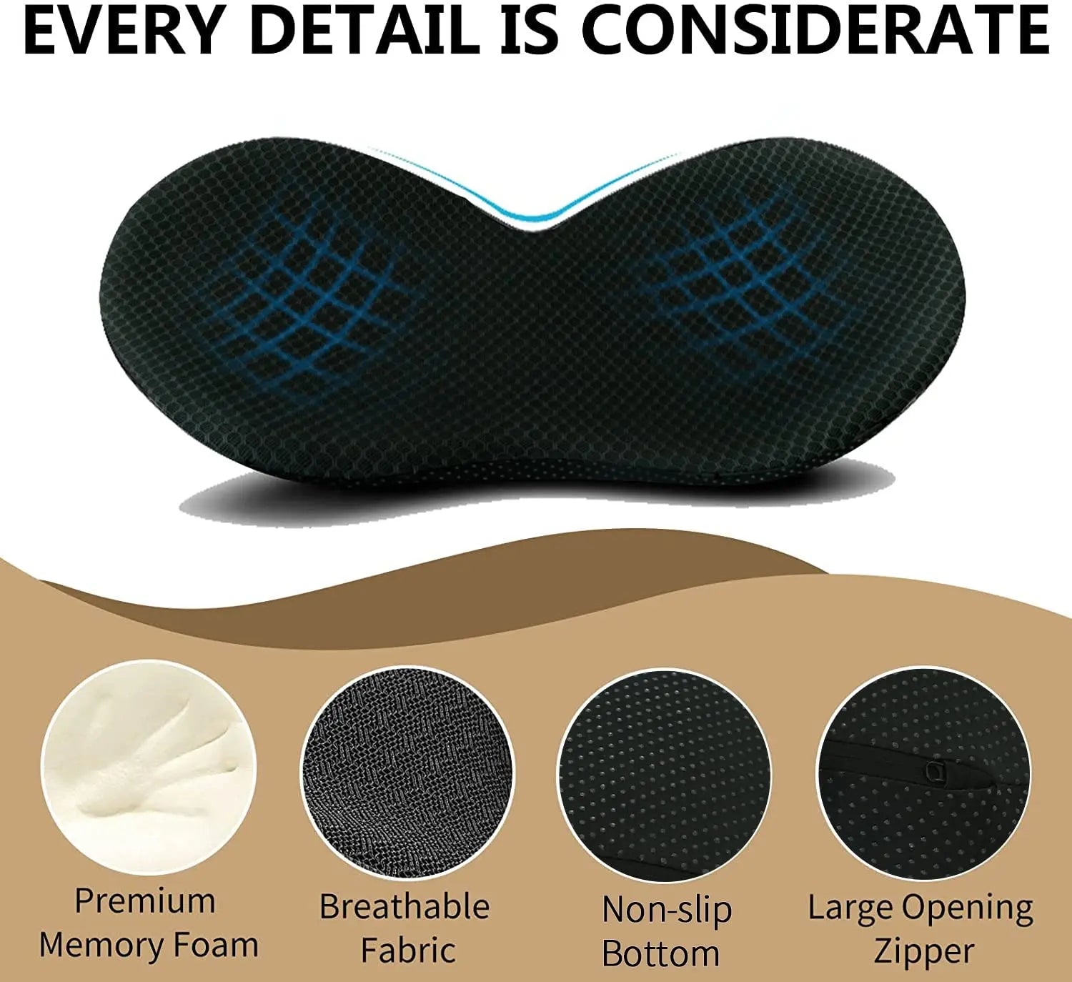 Livtribe Car Seat Cushion - Memory Foam Car Seat Pad - Sciatica & Lower Back Pain Relief - Car Seat Cushions for Driving - Road Trip Essentials for Drivers(Black)