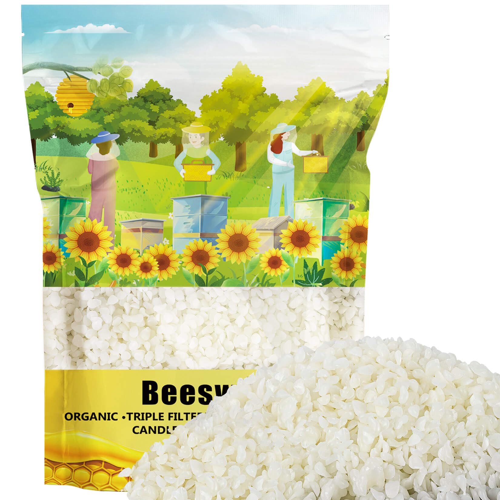 CARGEN White Beeswax Pellets - 428g(0.94lb) Bees Wax Pellets Melts Organic Beeswax for Skin, Bees Wax for Candles Making Triple Filtered for Lip Balm Lotion and Soap Making Supplies