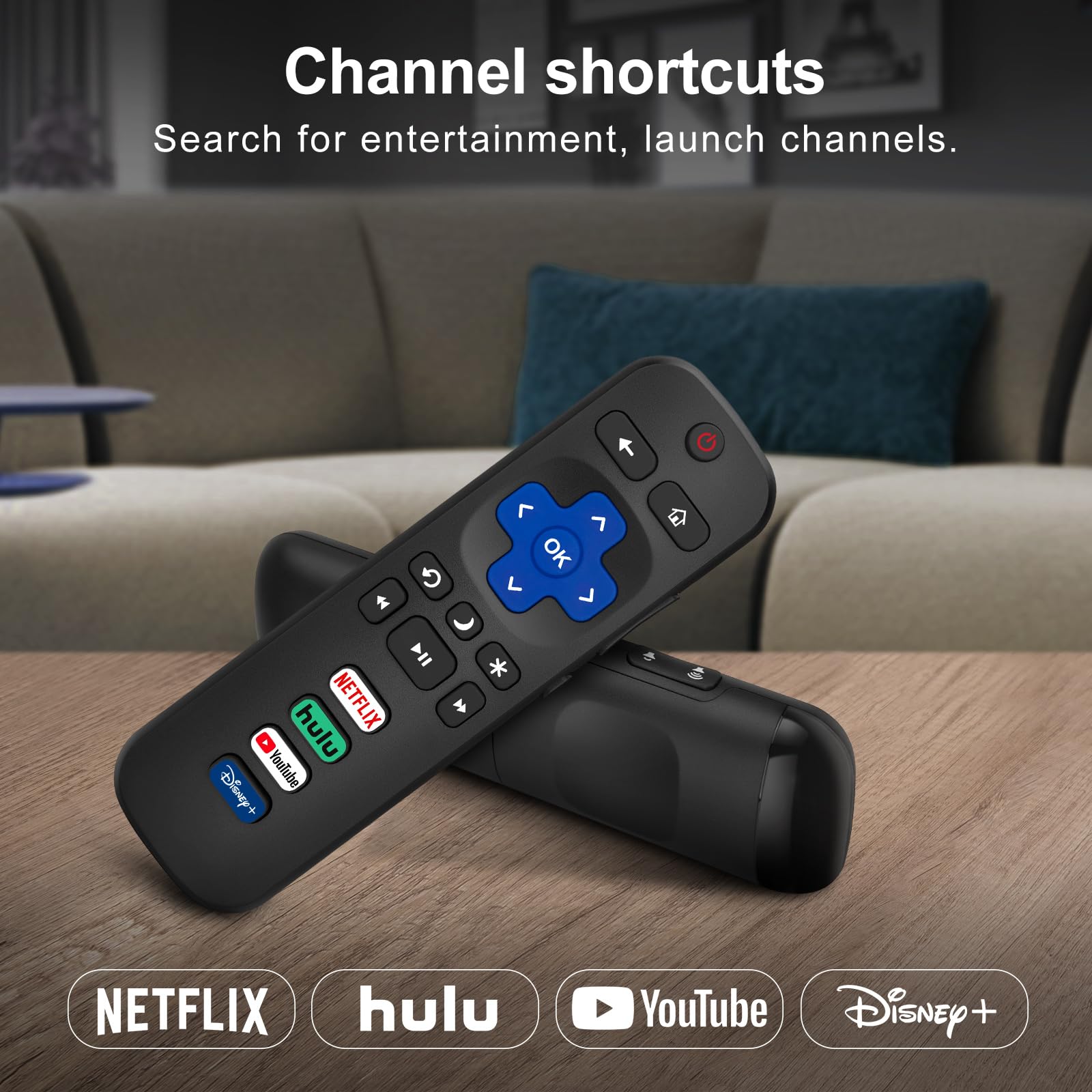 (Pack of 2) Replacement-Remote-Control for Roku-TV,Compatible for TCL Roku/Hisense Roku/Onn Roku/Philips Roku Smart TVs(Not for Roku Stick and Box)