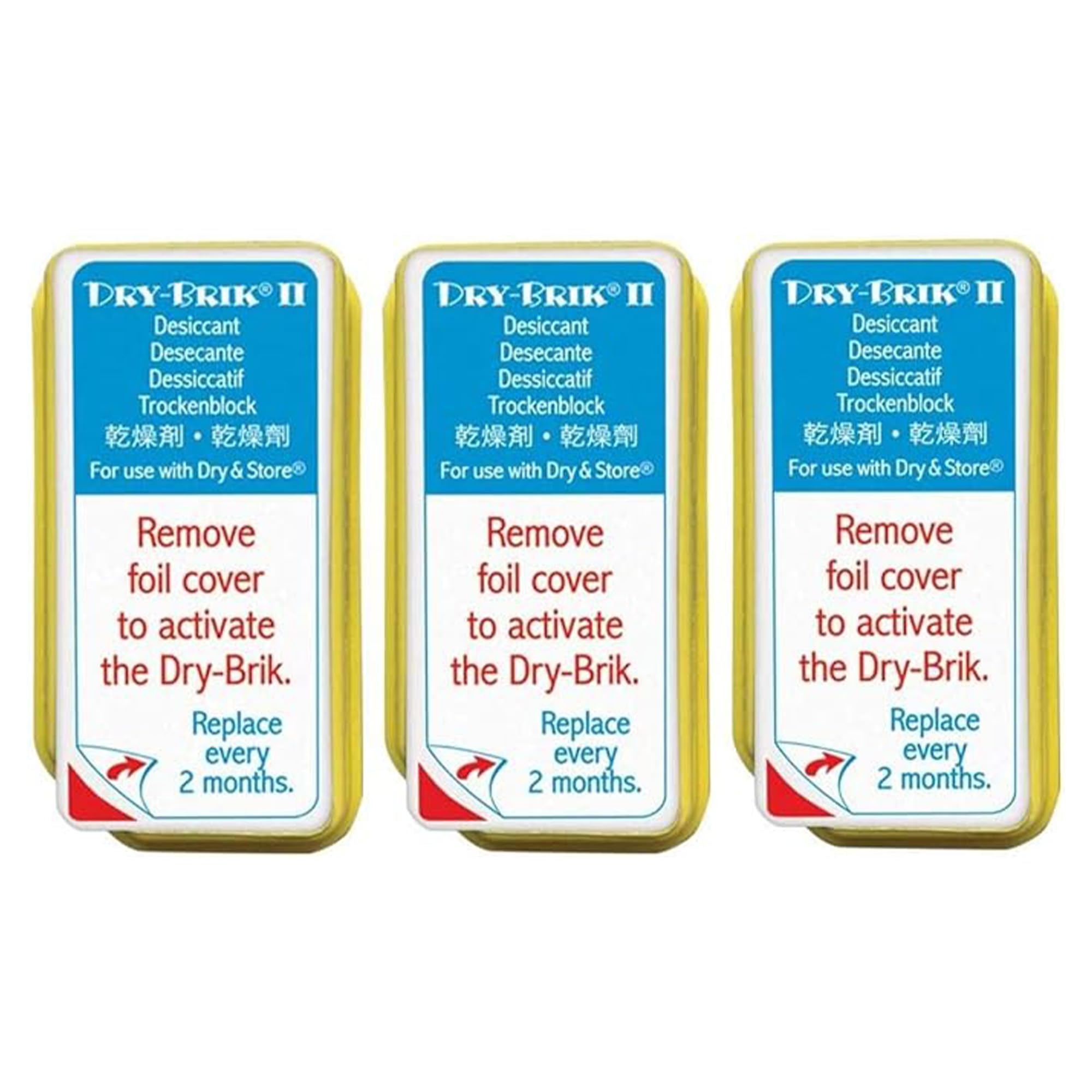 Dry-Brik II Trockenmittelblöcke – 3 Blöcke (1 Packung mit 3 Blöcken)| Ersatz-Feuchtigkeitsabsorptionsblock für Global II und Zephyr von Dry & Store | Hörgeräte-Luftentfeuchter