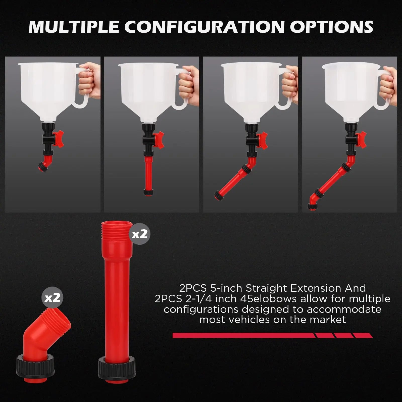 22-Piece No-Spill Coolant Filling Funnel Kit and Siphon Hose Pump, Radiator Coolant Filling Spill-Proof Funnel Kit with Adapters, Extensions, PVC Hose, Engine Oil Funnels, Towel for Universal Vehicle