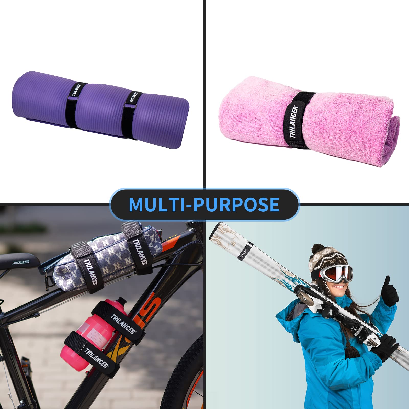 Bike Rack Straps, 4-Pack Trilancer Adjustable Bike Wheel Stabilizer Strap with Hook and Loop for Car and Wall Mount, for Transportation and Storage (26'' x 1.5'')