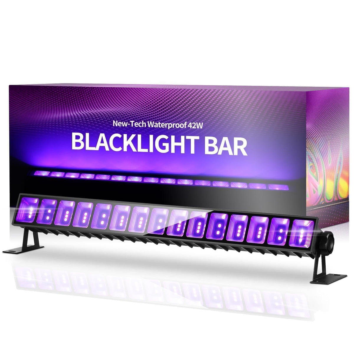 THECHAM 42W LED Black Light Bar, IP66 Waterproof Blacklight Bar with 6ft Cord+Plug+Switch, Black Lights for Glow Party, Fluorescent Poster, Body Paint, Birthday, Halloween, Bedroom, Classroom