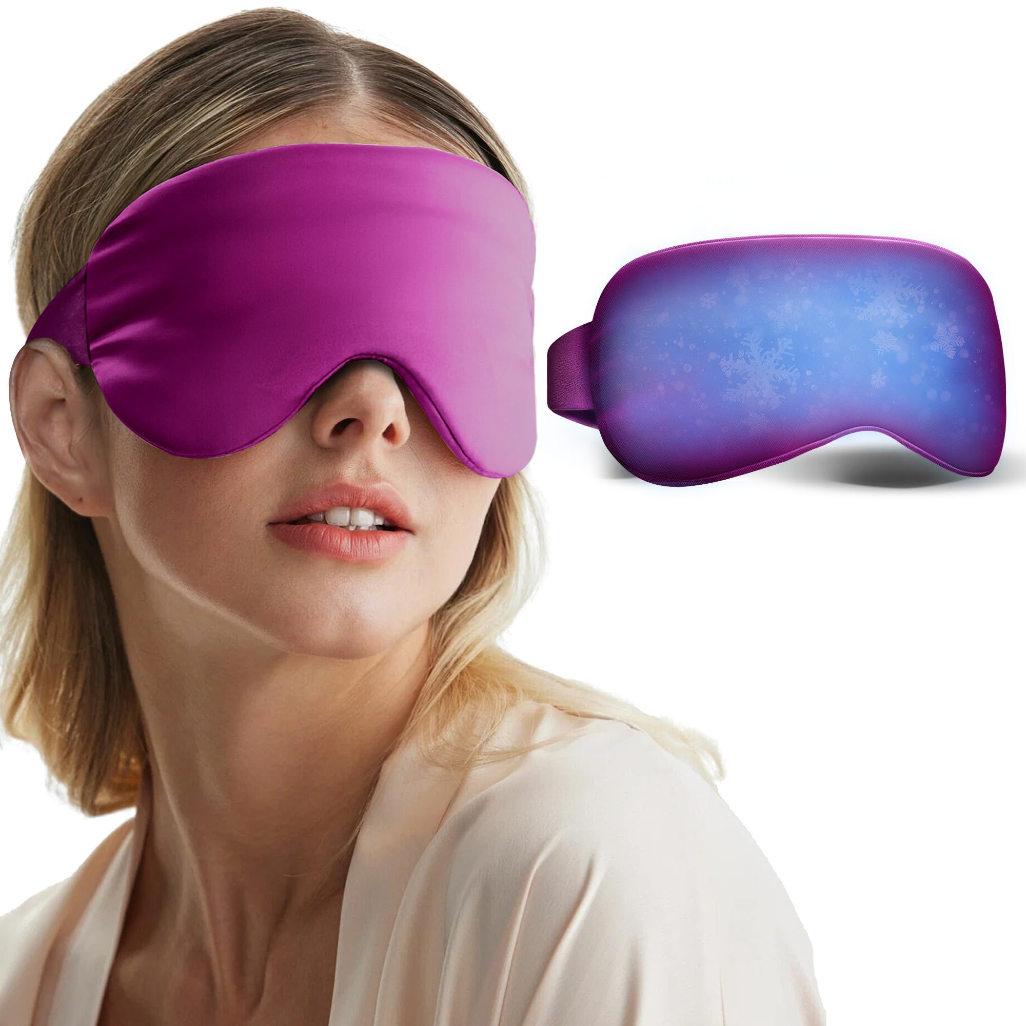 Cooling Eye Mask for Puffy Eyes: Cold Compress for Migraines Headache After Surgery and Puffiness, Relaxation Gifts for Women, Gel Sleep Mask for Dark Circles, Reusable Face Ice Pack(Purple)