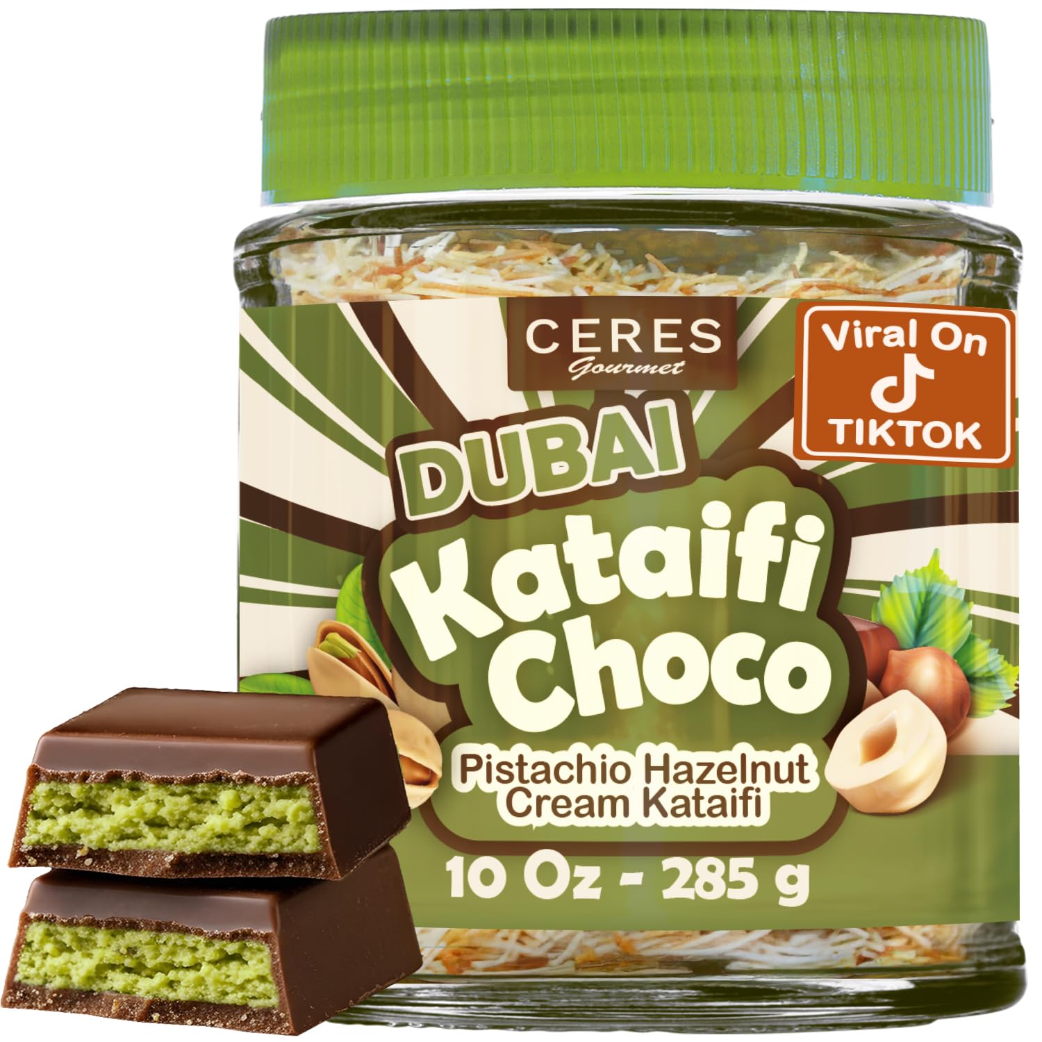 Dubai Streichschokolade - Premium-Schokoladen-Pistazienaufstrich mit geröstetem Filoteig, Gourmet-Frühstücksschokolade