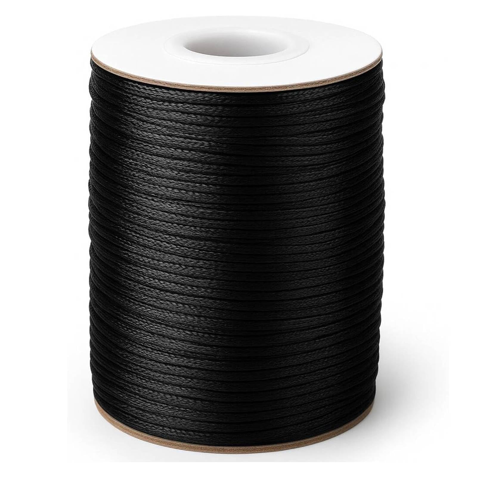 Anwyll 1.5MM Black Nylon String - 110Yards Wind Chime String Weather Resistant Nylon Cord Black Nylon Bracelets String Beading Thread Macrame Trim Cord for Necklace Jewelry Making Craft Halloween
