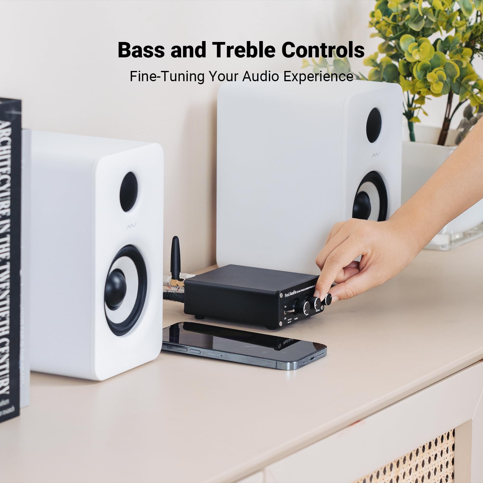 Fosi Audio BT20A Bluetooth Stereo Amplifier, 2 Channel Home Audio Component Amplifiers for Passive Speakers, Mini Class D Amp Receiver 200W for Indoor/Outdoor/Garage/Ceiling/Bookshelf Speaker
