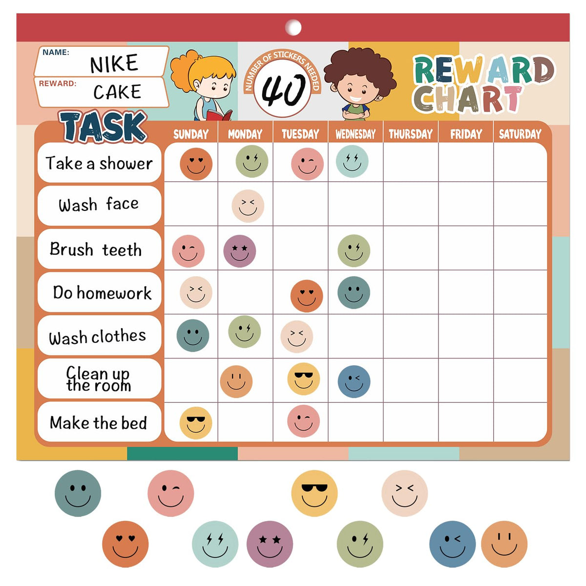 ANSTROUT Boho 32 Chore Charts Behavior Reward Chart System,Sticker Chore Chart Pad for Kids with 2328 Stickers, 12.2" x 9.8" Magnetic Reward Chart to Develop Responsibility & Good Habits.